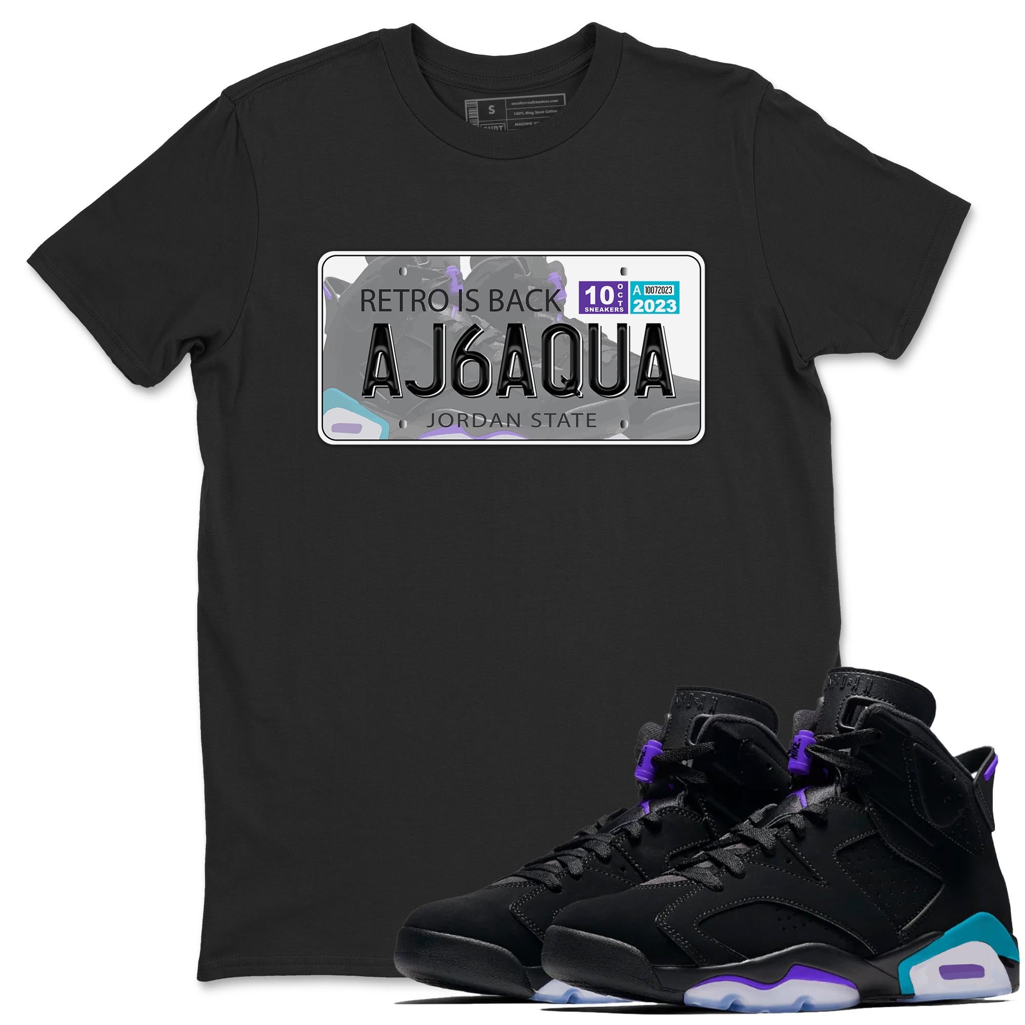 AJ6 Aqua shirt to match jordans Jordan Plate sneaker release tees Air Jordan 6 Aqua Drip Gear Zone Unisex Streetwear Clothing Black 1 T-Shirt