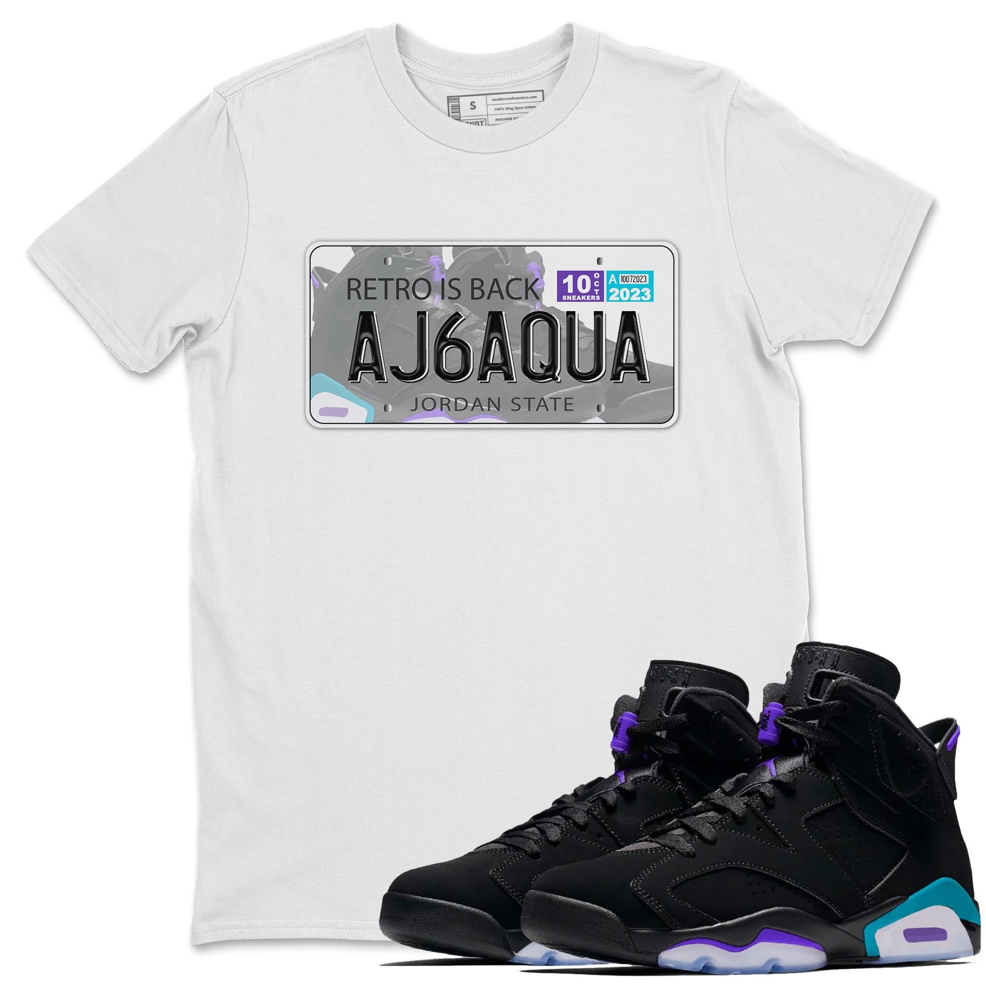 AJ6 Aqua shirt to match jordans Jordan Plate sneaker release tees Air Jordan 6 Aqua Drip Gear Zone Unisex Streetwear Clothing White 1 T-Shirt