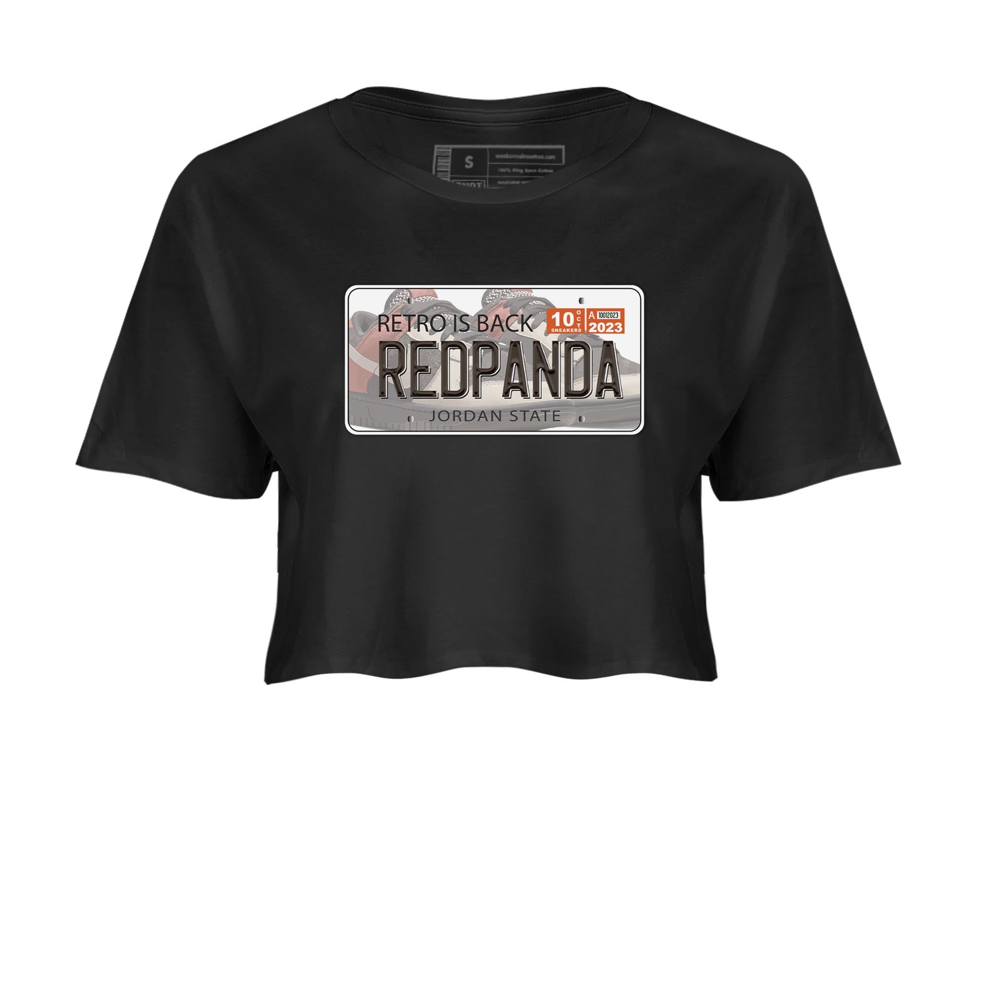 Nike Low Dunk Red Panda shirt to match jordans Jordan Plate sneaker tees Nike Dunk Red Panda Drip Gear Zone Black 2 Crop T-Shirt
