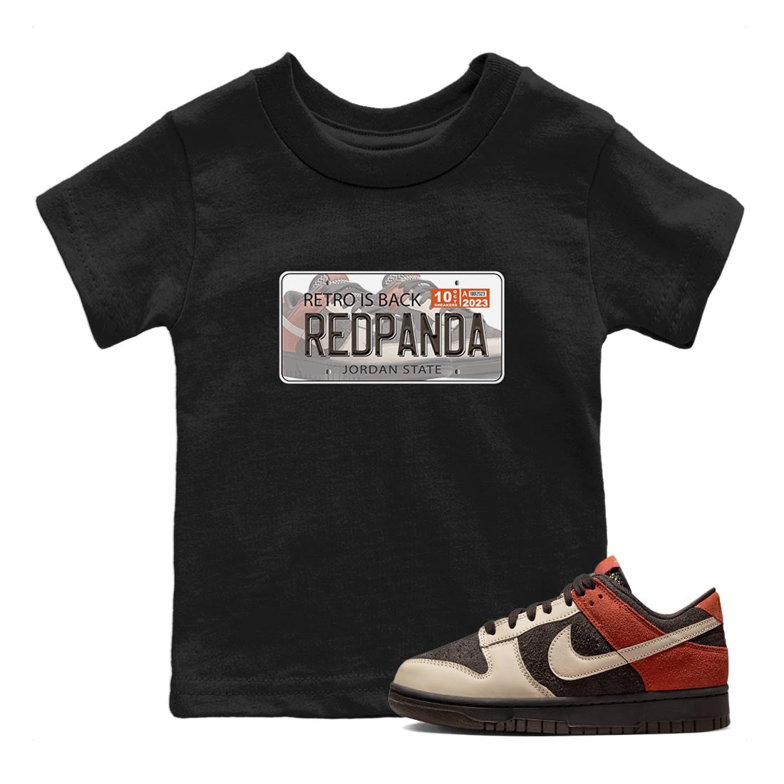 Nike Low Dunk Red Panda shirt to match jordans Jordan Plate sneaker tees Nike Dunk Red Panda Drip Gear Zone Baby Toddler Black 1 T-Shirt