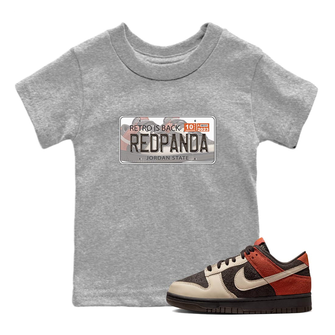 Nike Low Dunk Red Panda shirt to match jordans Jordan Plate sneaker tees Nike Dunk Red Panda Drip Gear Zone Baby Toddler Heather Grey 1 T-Shirt