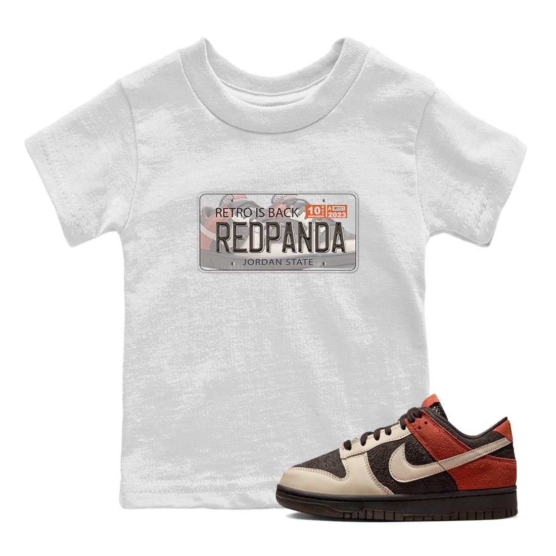Nike Low Dunk Red Panda shirt to match jordans Jordan Plate sneaker tees Nike Dunk Red Panda Drip Gear Zone Baby Toddler White 1 T-Shirt