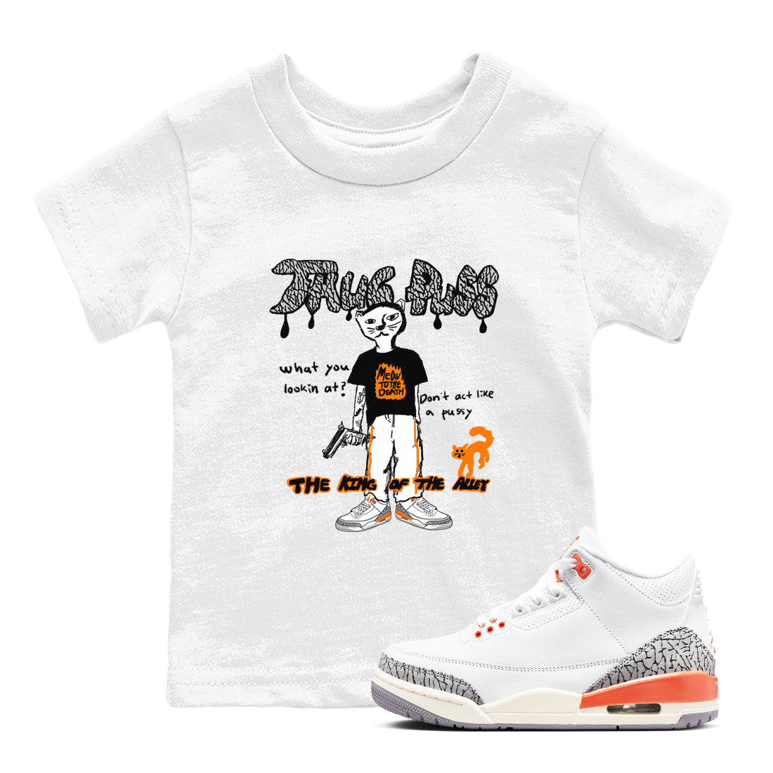  shirt to match jordans AJ3 Georgia Peach sneaker tees  Drip Gear Zone baby toddler White 1 cotton Shirt