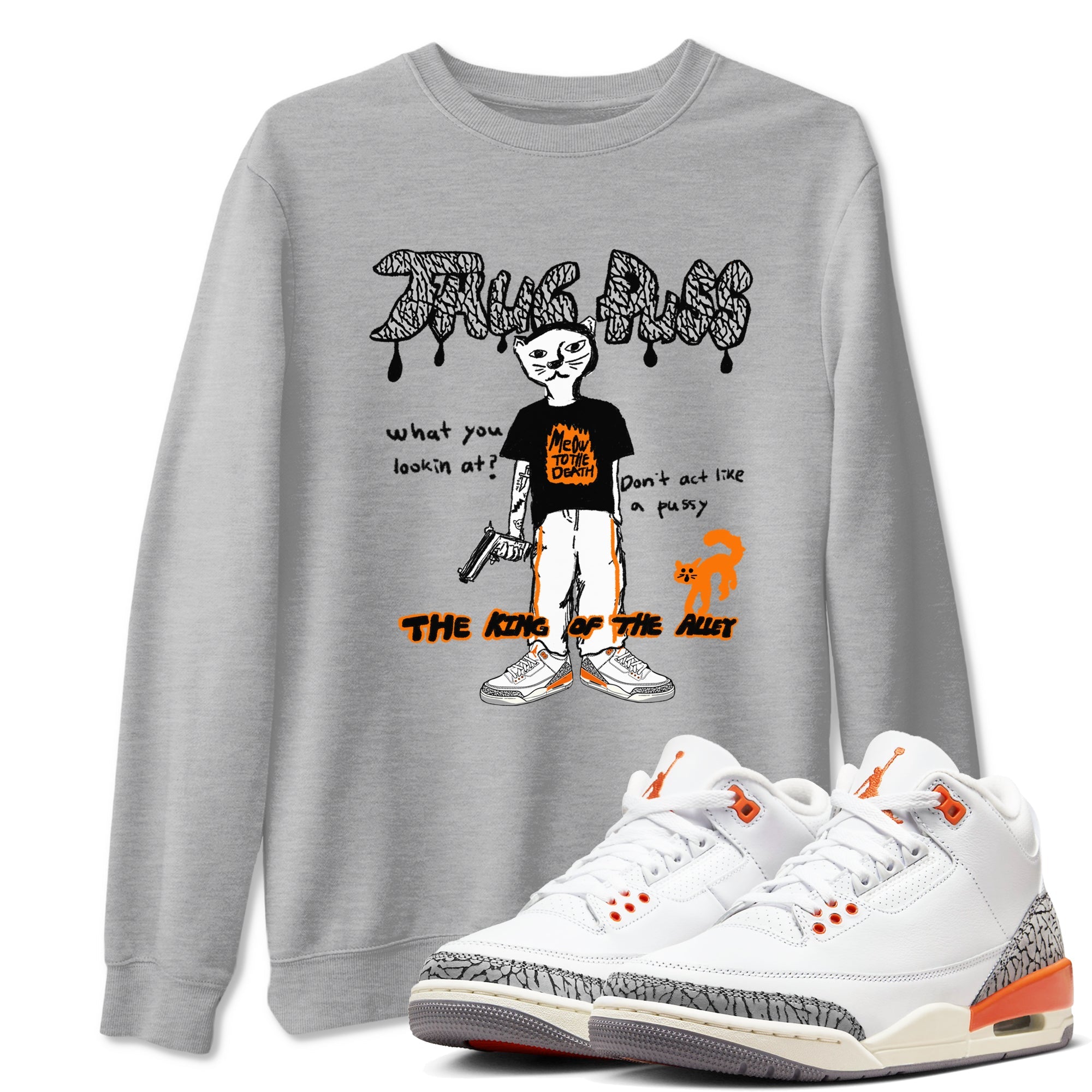  shirt to match jordans AJ3 Georgia Peach sneaker tees  Drip Gear Zone unisex cotton Heather Grey 1 crew neck shirt