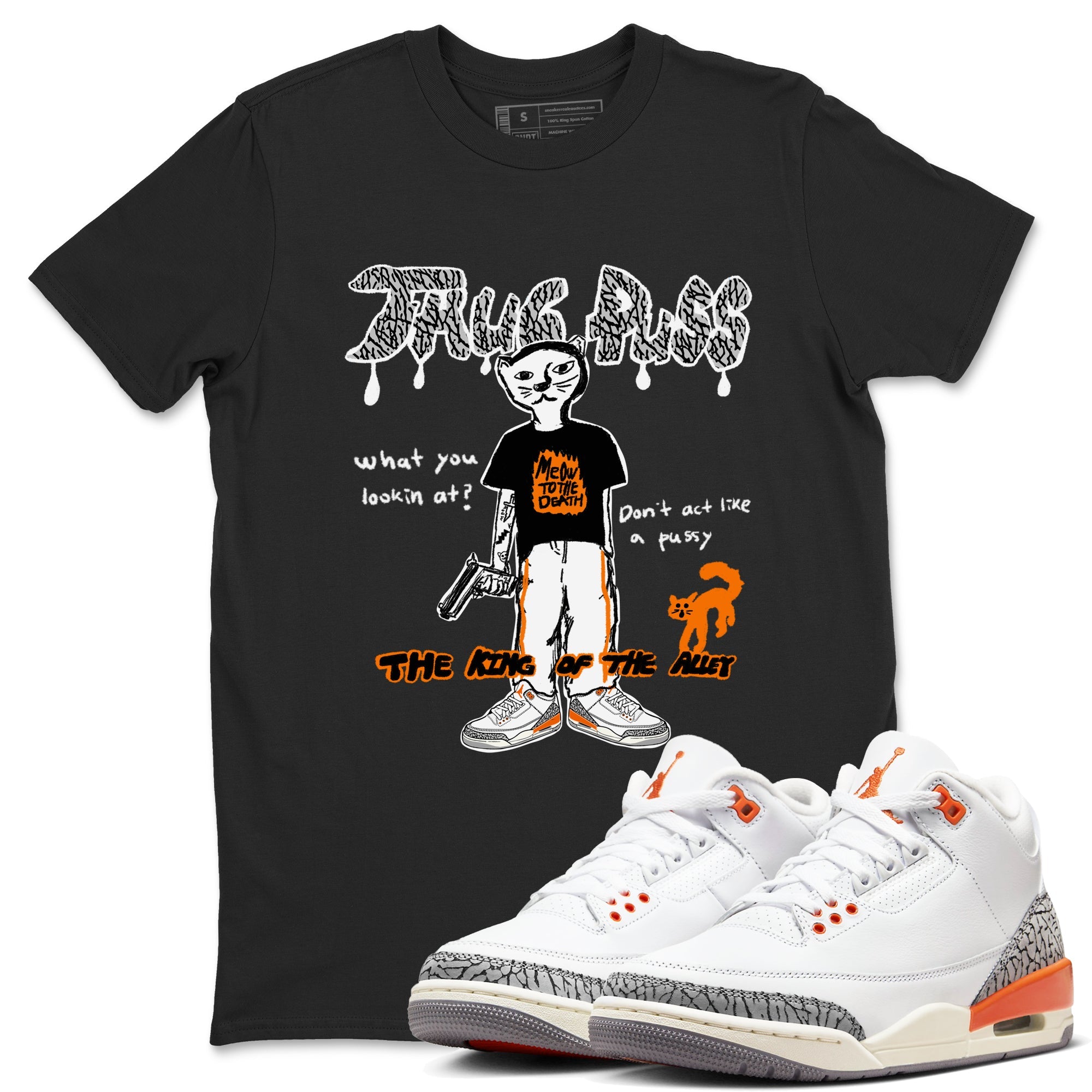  shirt to match jordans AJ3 Georgia Peach sneaker tees  Drip Gear Zone unisex cotton Black 1 crew neck shirt