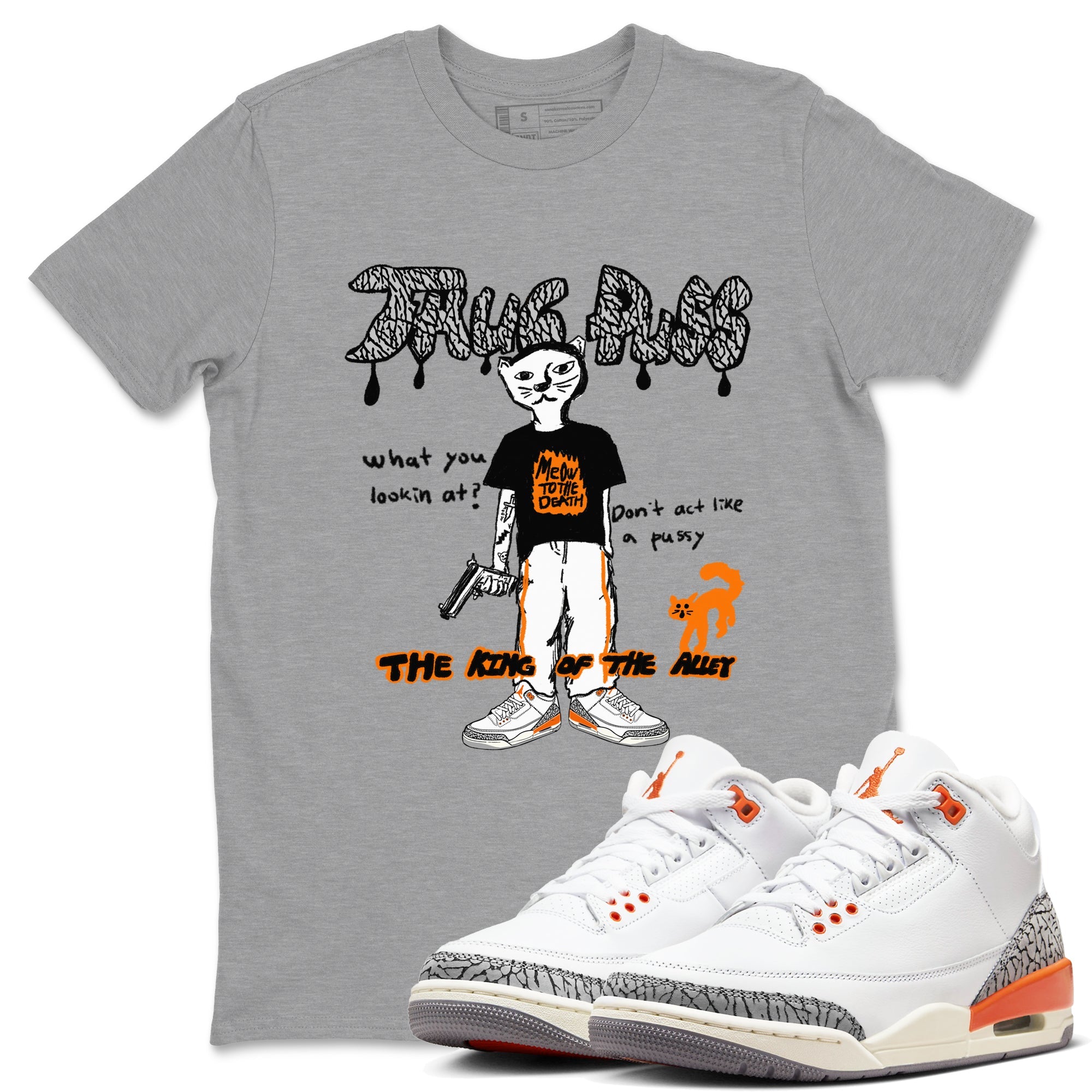  shirt to match jordans AJ3 Georgia Peach sneaker tees  Drip Gear Zone unisex cotton Heather Grey 1 crew neck shirt