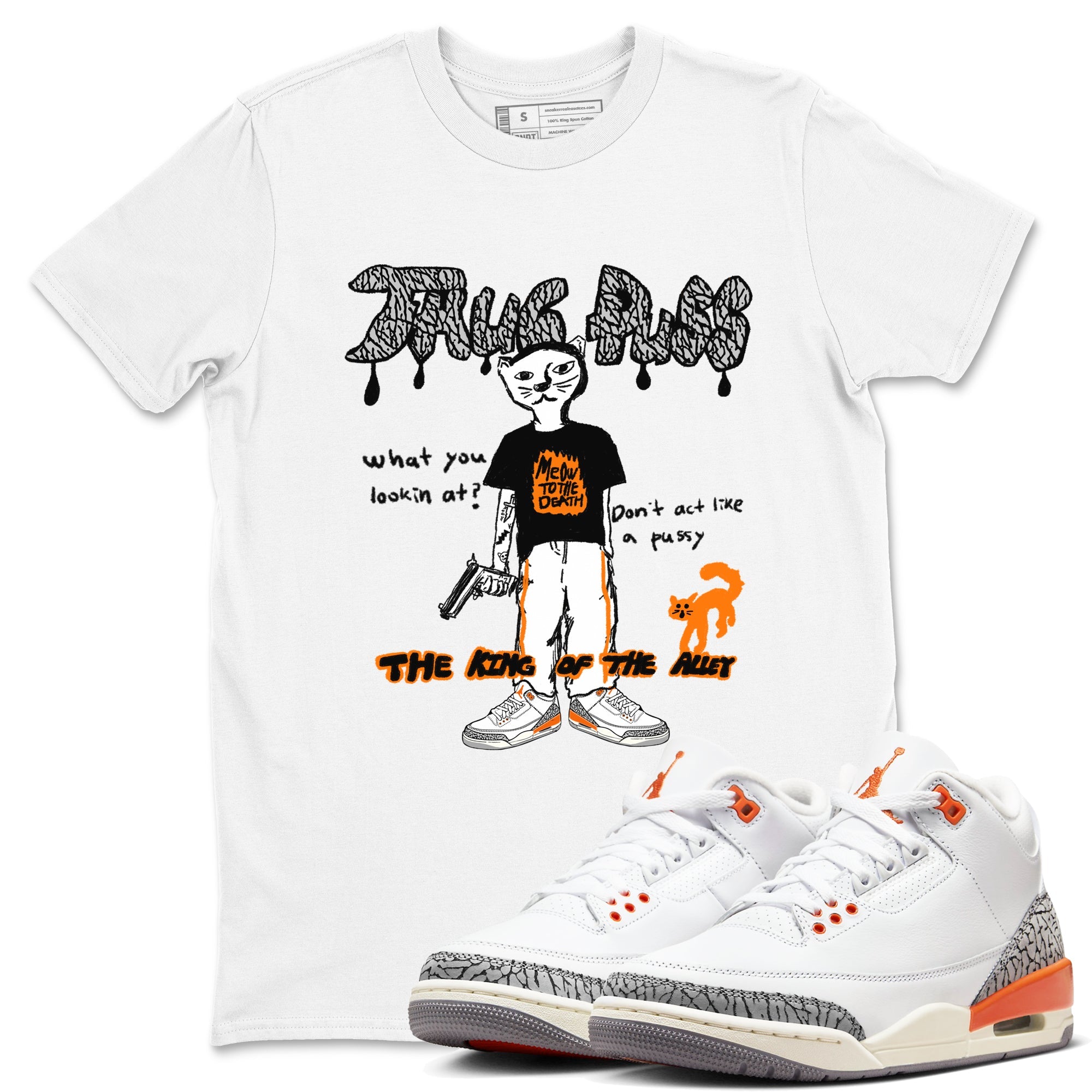  shirt to match jordans AJ3 Georgia Peach sneaker tees  Drip Gear Zone unisex cotton White 1 crew neck shirt