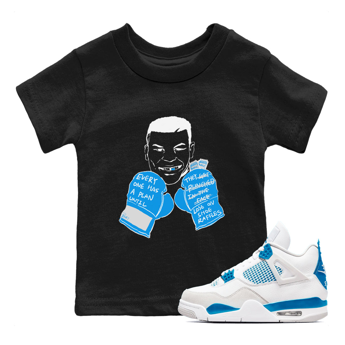  shirt to match jordans AJ4 Military Blue sneaker tees  Drip Gear Zone baby toddler Black 1 cotton Shirt
