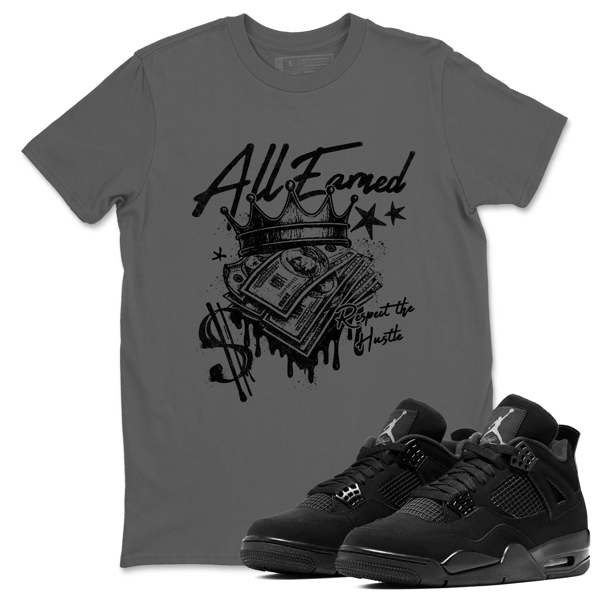Sneaker Threads  Sneaker Tees To Match Air Jordan 4 Black Cat  All Earned Graphic Tee Cool Grey 1. Perfect for Jordan releases 2025 colorways.