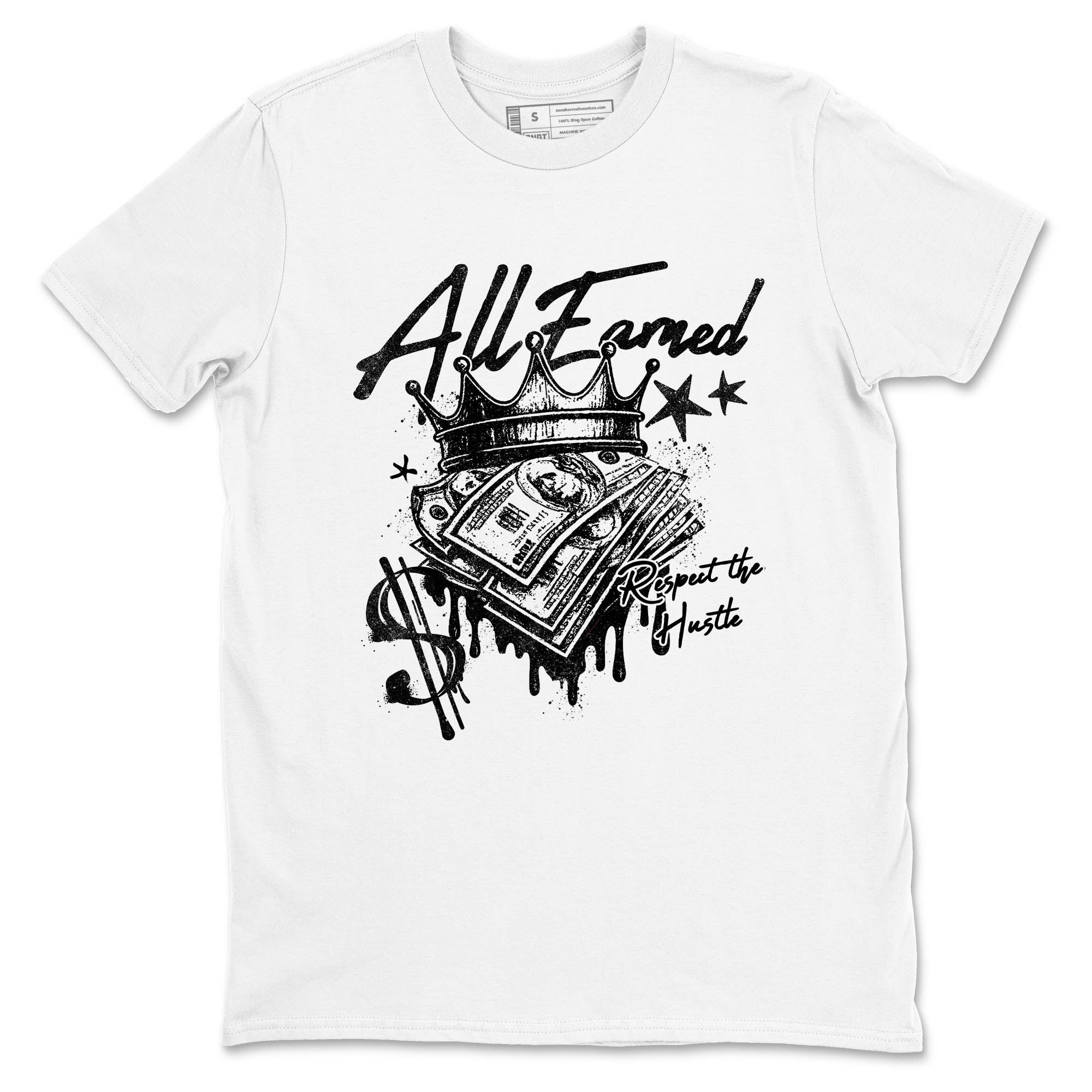 Sneaker Threads  Sneaker Tees To Match Air Jordan 4 Black Cat  All Earned Graphic Tee White 2. Perfect for Jordan releases 2025 colorways.