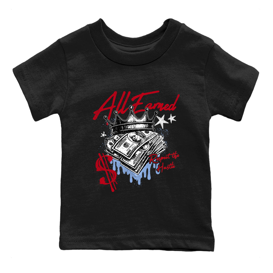 Sneaker match tees  Sneaker Tees To Match Air Jordan 5 Fire Red Shoes  All Earned Kids T-Shirt Black 2