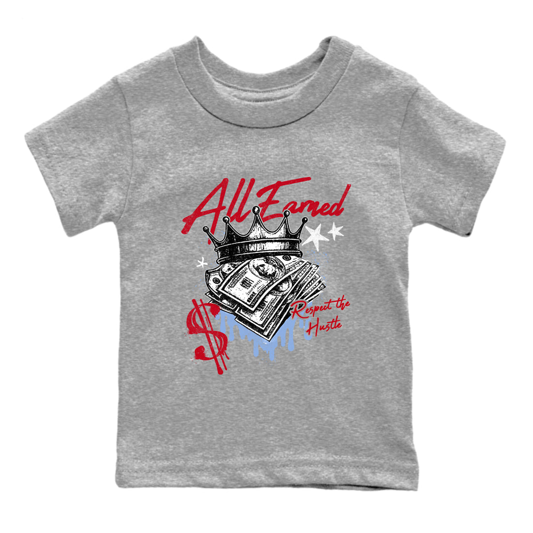 Sneaker match tees  Sneaker Tees To Match Air Jordan 5 Fire Red Shoes  All Earned Kids T-Shirt Heather Grey 2