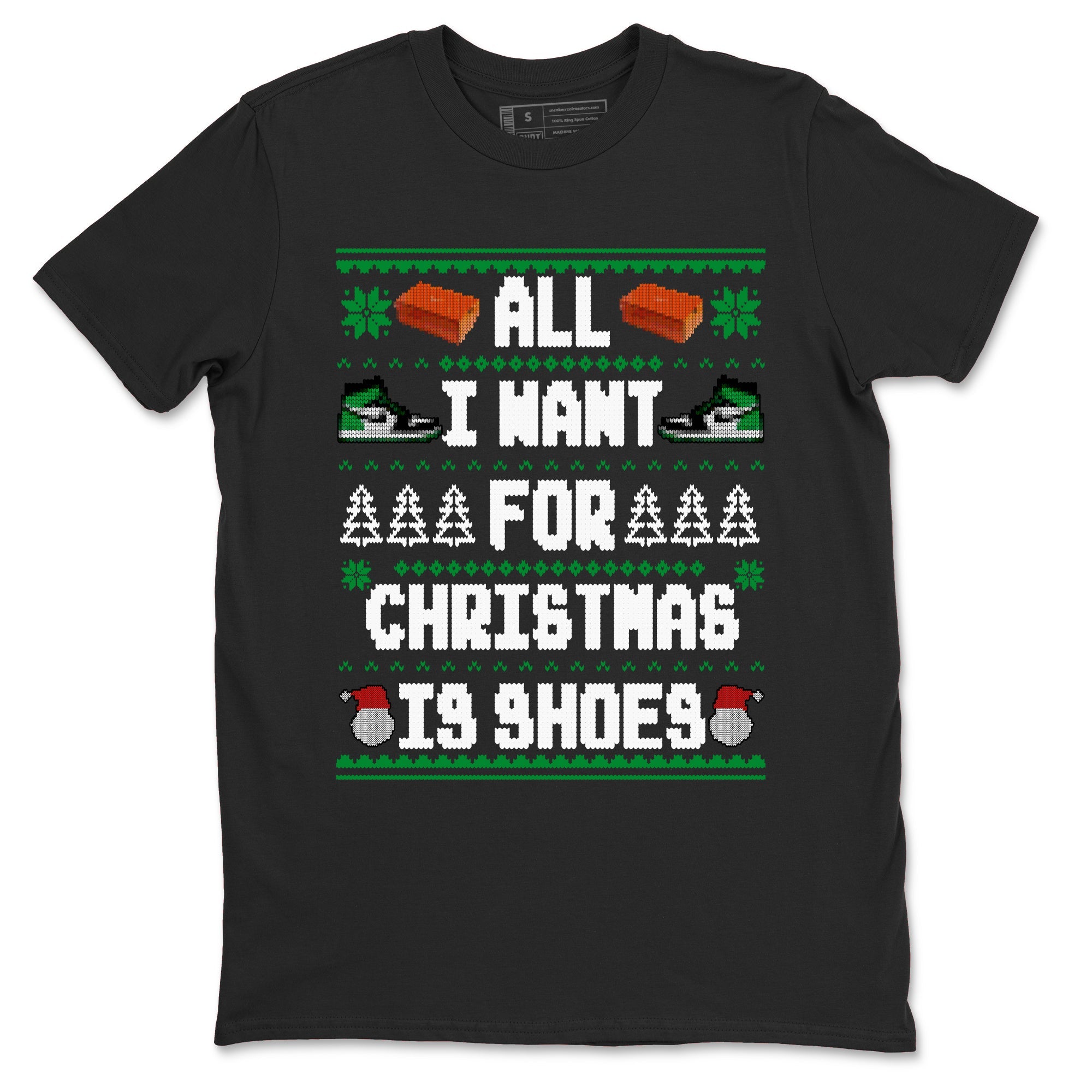 Air Jordan 1 Celtics t shirts to match sneakers Special Christmas Shirts All I Want For Christmas Is Shoes sneaker match tees Jordan 1 High OG Celtics sneaker match tee Drip Gear Zone unisex cotton Black 2 shirts