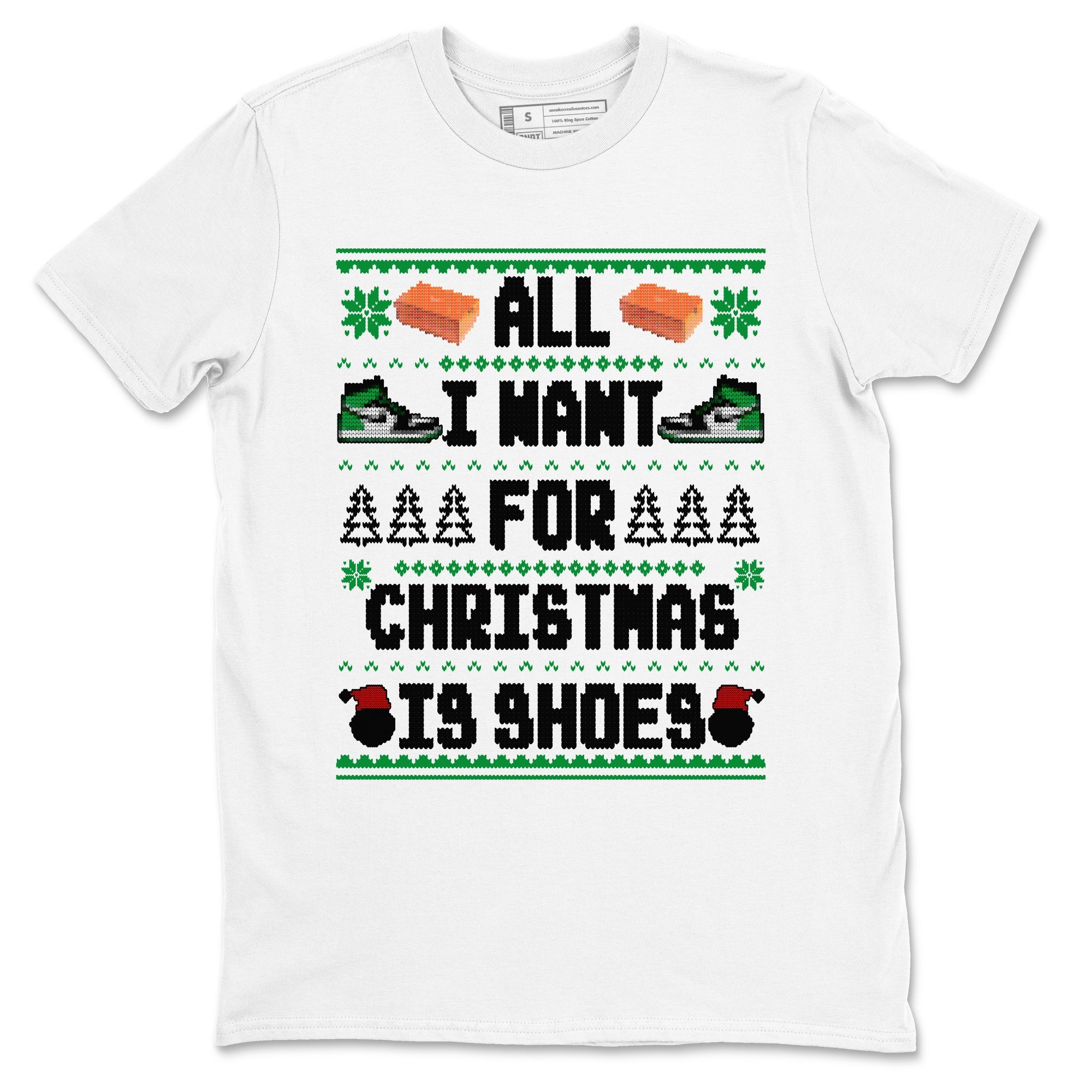 Air Jordan 1 Celtics t shirts to match sneakers Special Christmas Shirts All I Want For Christmas Is Shoes sneaker match tees Jordan 1 High OG Celtics sneaker match tee Drip Gear Zone unisex cotton White 2 shirts