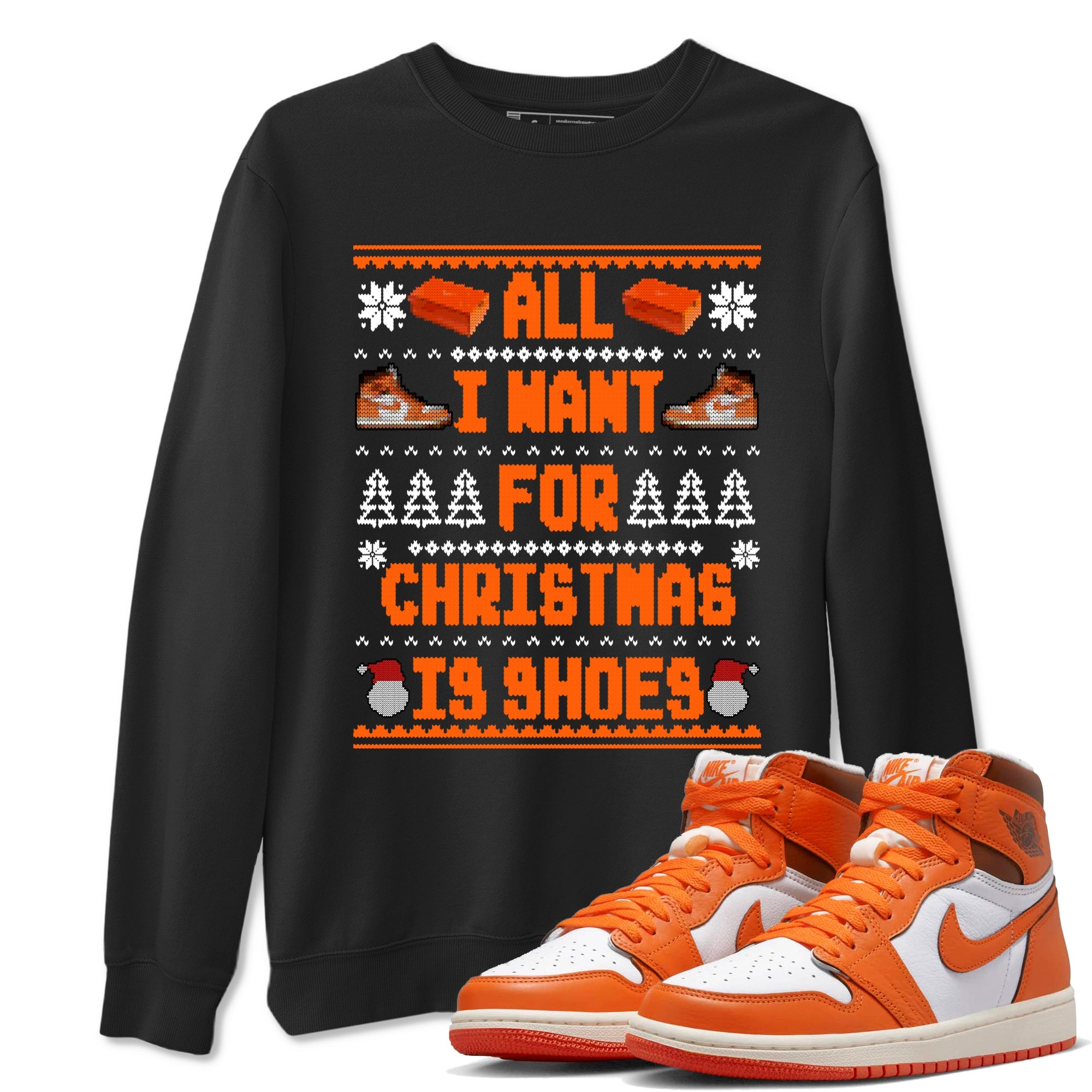 Air Jordan 1 Starfish t shirts to match sneakers Special Christmas Shirts All I Want For Christmas Is Shoes sneaker match tees 1s Starfish sneaker match tee Drip Gear Zone unisex cotton Black 1 shirts