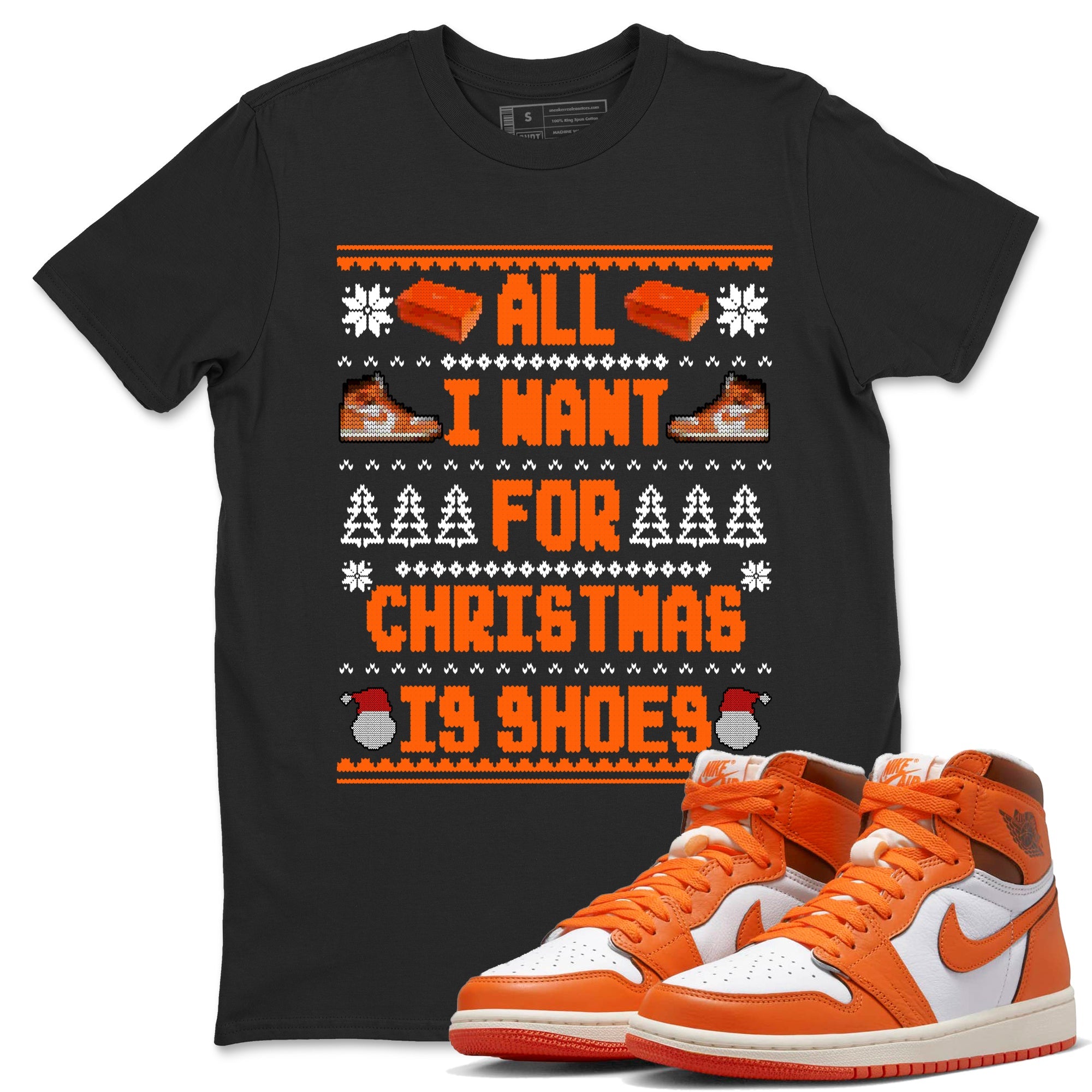 Air Jordan 1 Starfish t shirts to match sneakers Special Christmas Shirts All I Want For Christmas Is Shoes sneaker match tees 1s Starfish sneaker match tee Drip Gear Zone unisex cotton Black 1 shirts