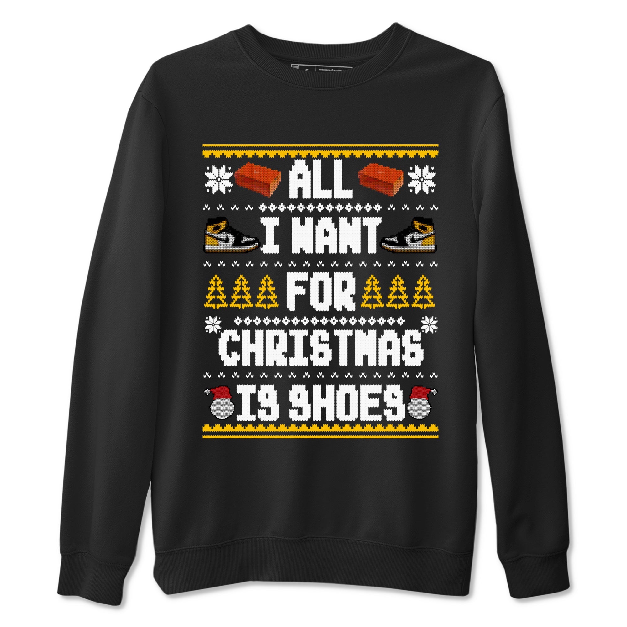 Air Jordan 1 Taxi t shirts to match sneakers Special Christmas Shirts All I Want For Christmas Is Shoes sneaker match tees Jordan 1 Yellow Toe sneaker match tee Drip Gear Zone unisex cotton Black 2 shirts