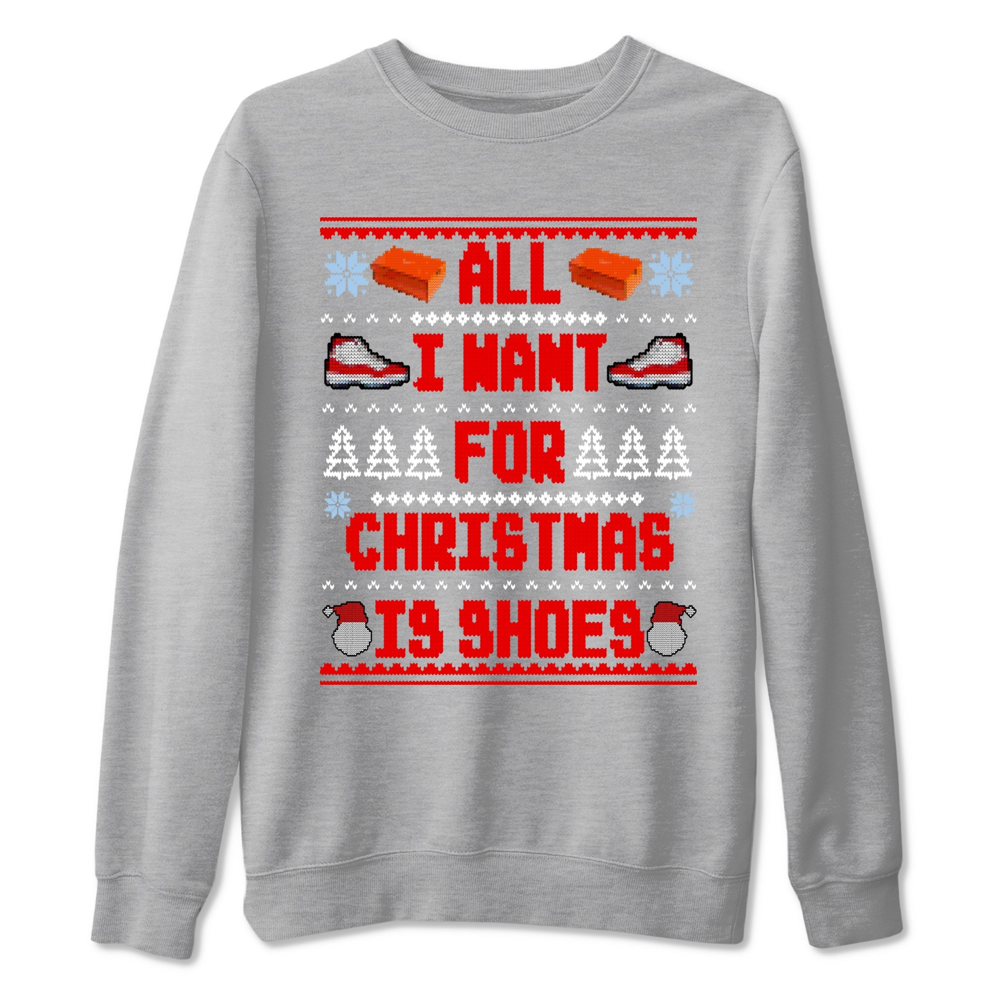 Retro 11s Cherry t shirts to match sneakers Special Christmas Shirts All I Want For Christmas Is Shoes sneaker match tees Air Jordan 11 Cherry sneaker match tee Drip Gear Zone unisex cotton Heather Grey 2 shirts