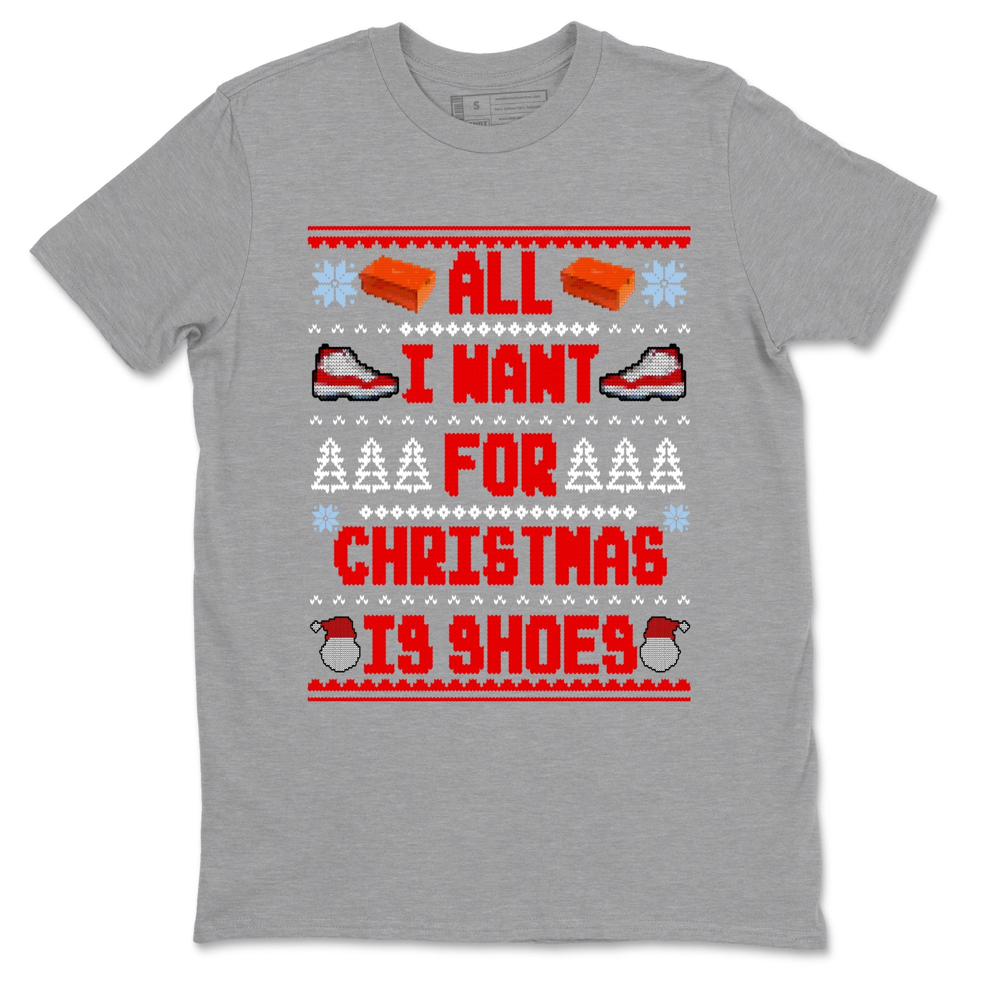 Retro 11s Cherry t shirts to match sneakers Special Christmas Shirts All I Want For Christmas Is Shoes sneaker match tees Air Jordan 11 Cherry sneaker match tee Drip Gear Zone unisex cotton Heather Grey 2 shirts