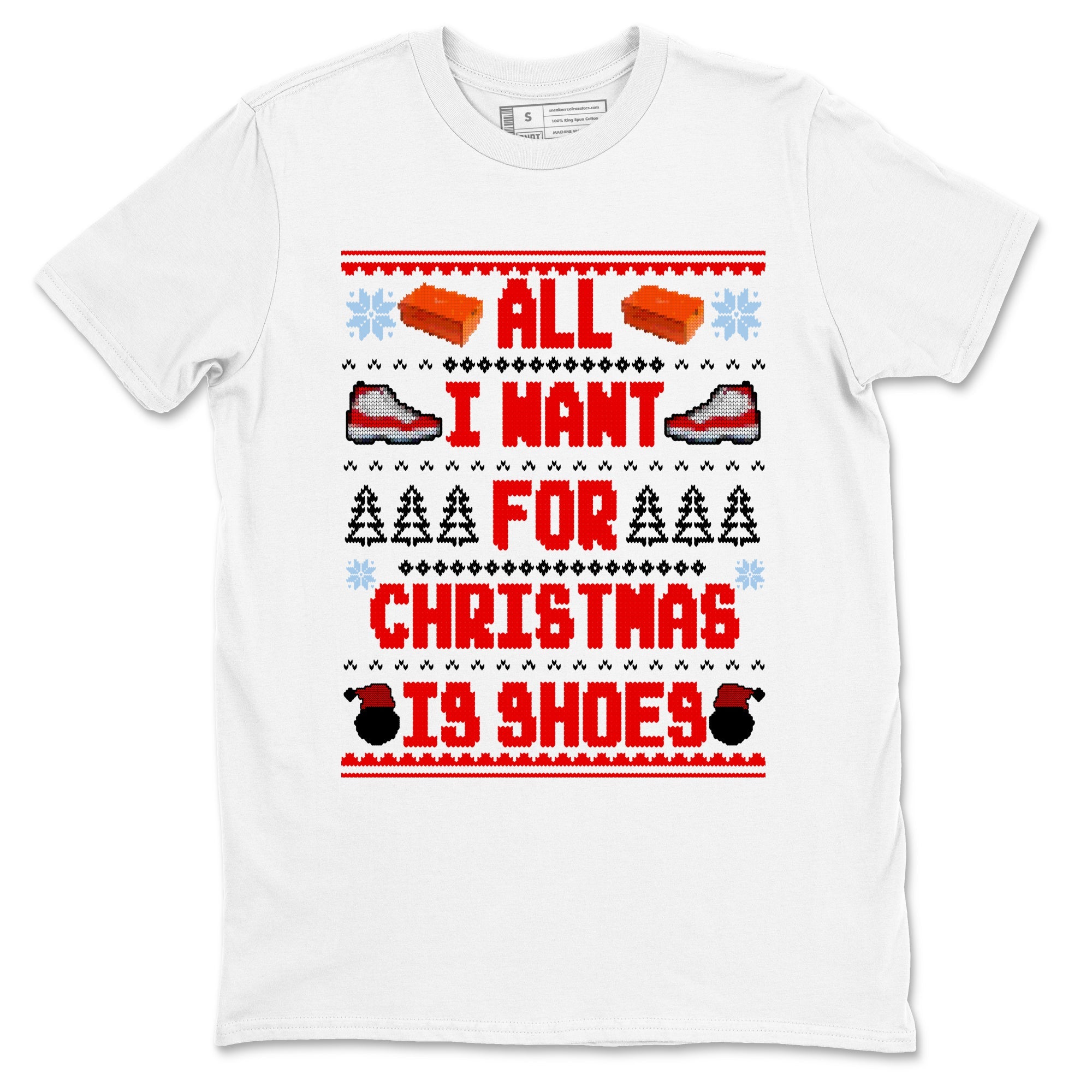 Retro 11s Cherry t shirts to match sneakers Special Christmas Shirts All I Want For Christmas Is Shoes sneaker match tees Air Jordan 11 Cherry sneaker match tee Drip Gear Zone unisex cotton White 2 shirts