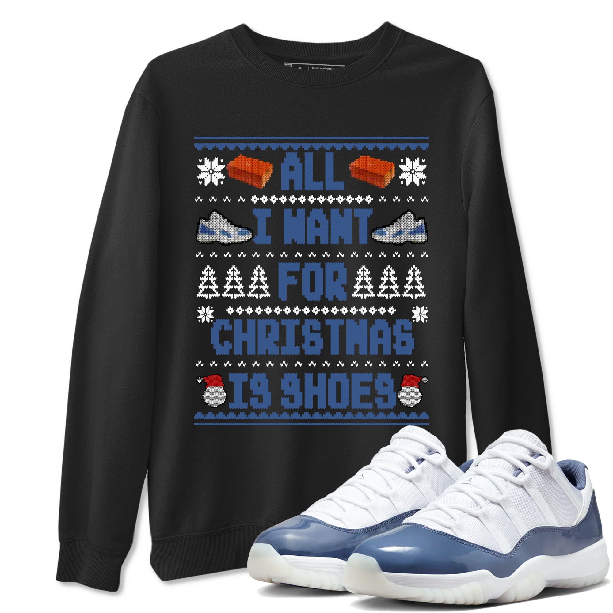 11s Diffused Blue t shirts to match sneakers Special Christmas Shirts All I Want For Christmas Is Shoes sneaker match tees Air Jordan 11 Diffused Blue sneaker match tee Drip Gear Zone unisex cotton Black 1 shirts