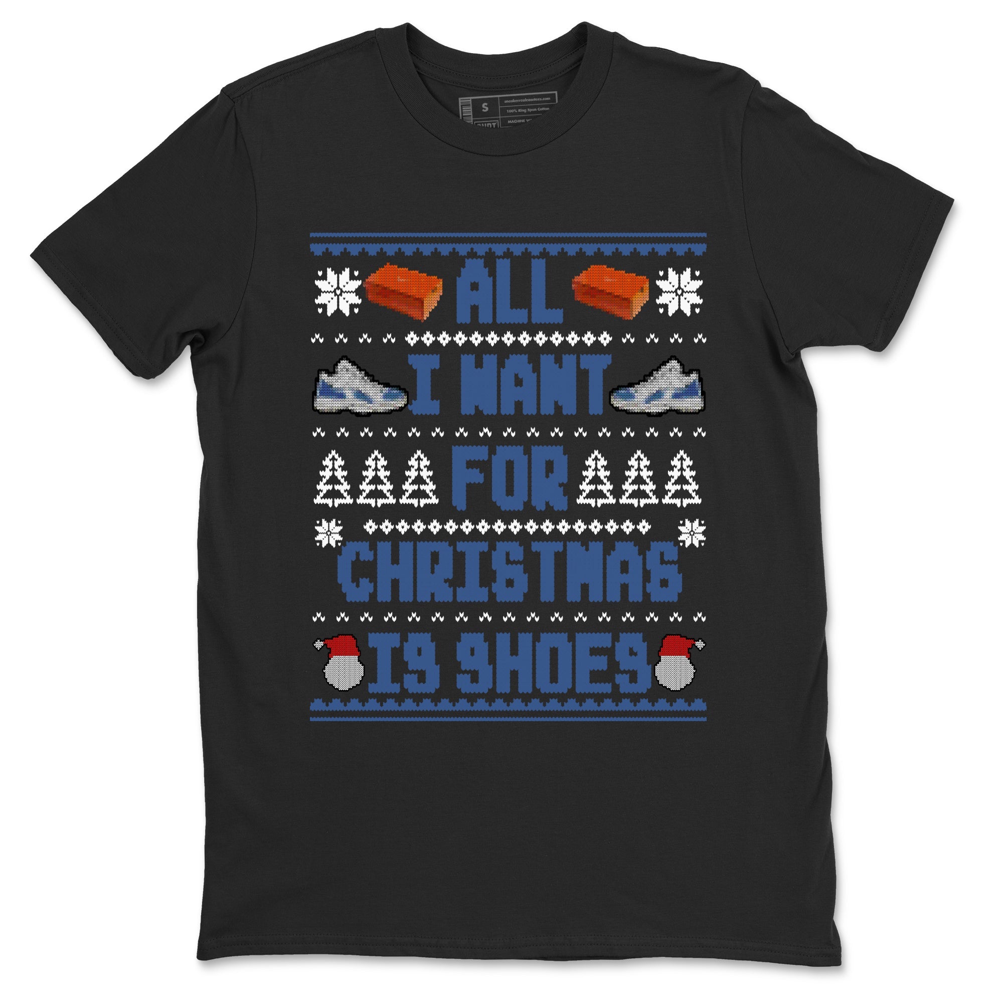 11s Diffused Blue t shirts to match sneakers Special Christmas Shirts All I Want For Christmas Is Shoes sneaker match tees Air Jordan 11 Diffused Blue sneaker match tee Drip Gear Zone unisex cotton Black 2 shirts