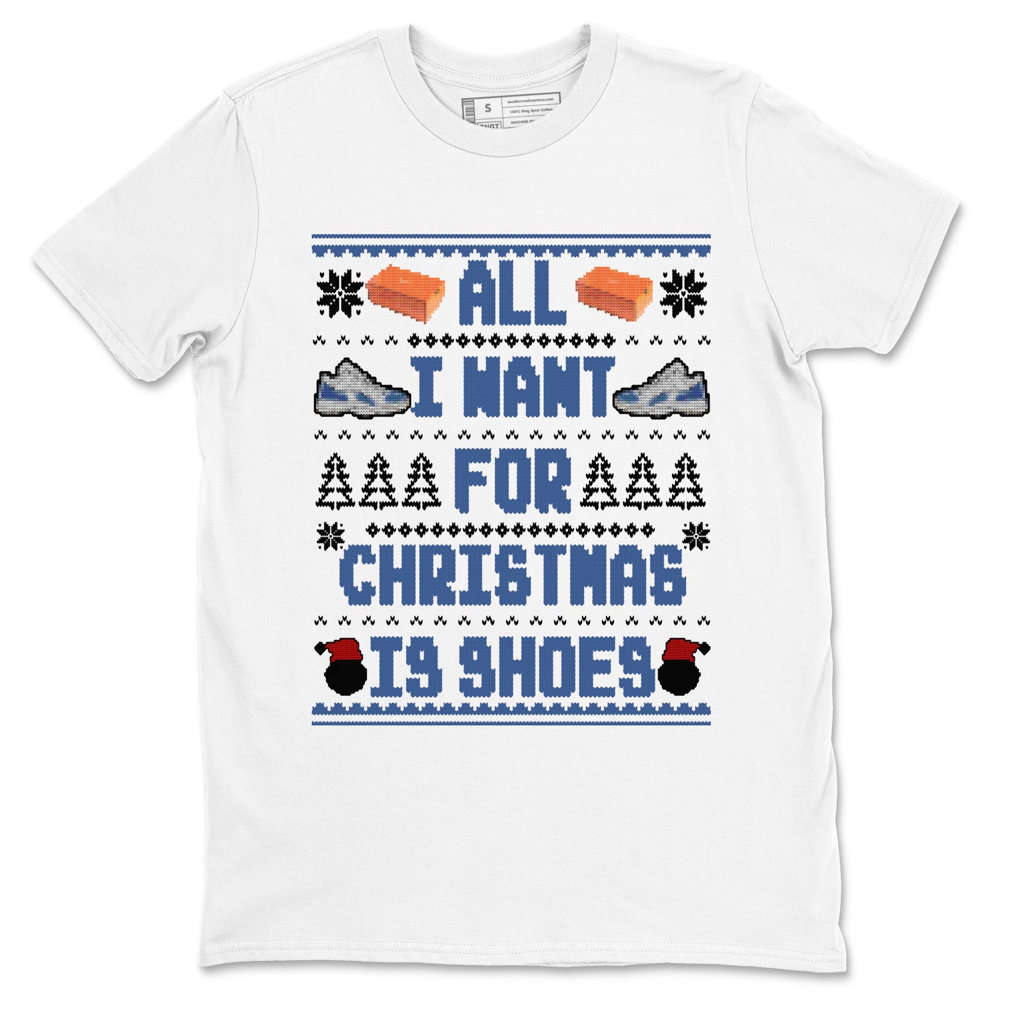 11s Diffused Blue t shirts to match sneakers Special Christmas Shirts All I Want For Christmas Is Shoes sneaker match tees Air Jordan 11 Diffused Blue sneaker match tee Drip Gear Zone unisex cotton White 2 shirts