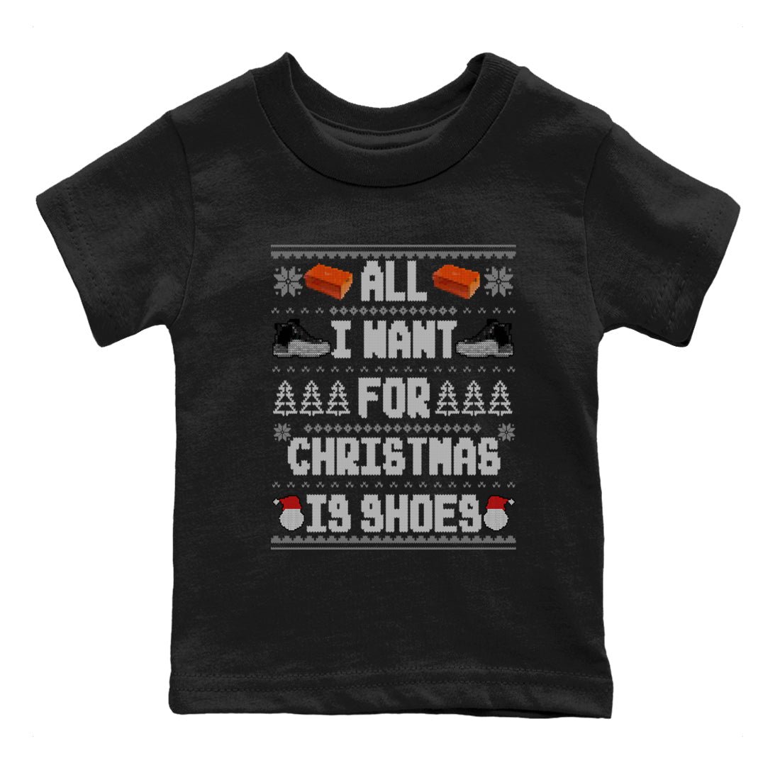 Jordan 12 Retro Black Wolf Grey t shirts to match sneakers Special Christmas Shirts All I Want For Christmas Is Shoes sneaker match tees Air Jordan 12 Black Wolf Grey sneaker match tee Drip Gear Zone Youth Baby Black 2 tee