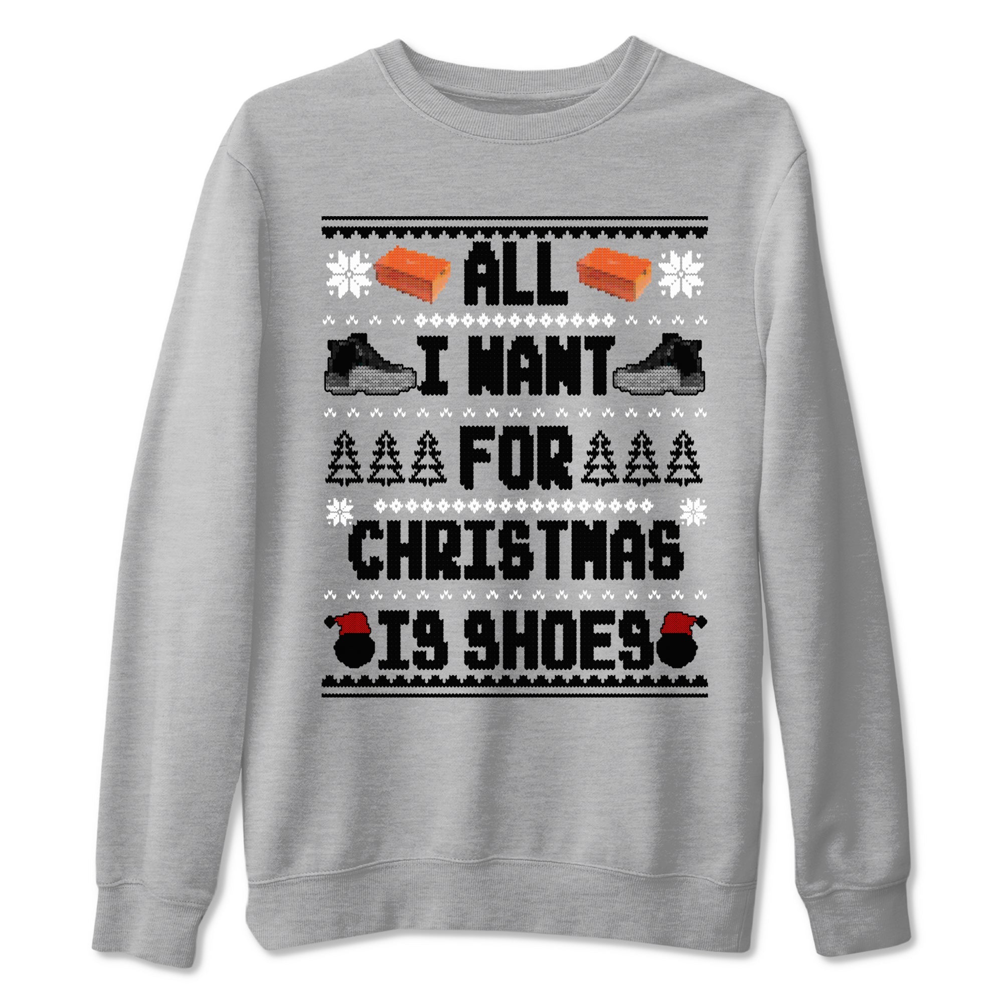 Jordan 12 Retro Black Wolf Grey t shirts to match sneakers Special Christmas Shirts All I Want For Christmas Is Shoes sneaker match tees Air Jordan 12 Black Wolf Grey sneaker match tee Drip Gear Zone unisex cotton Heather Grey 2 shirts