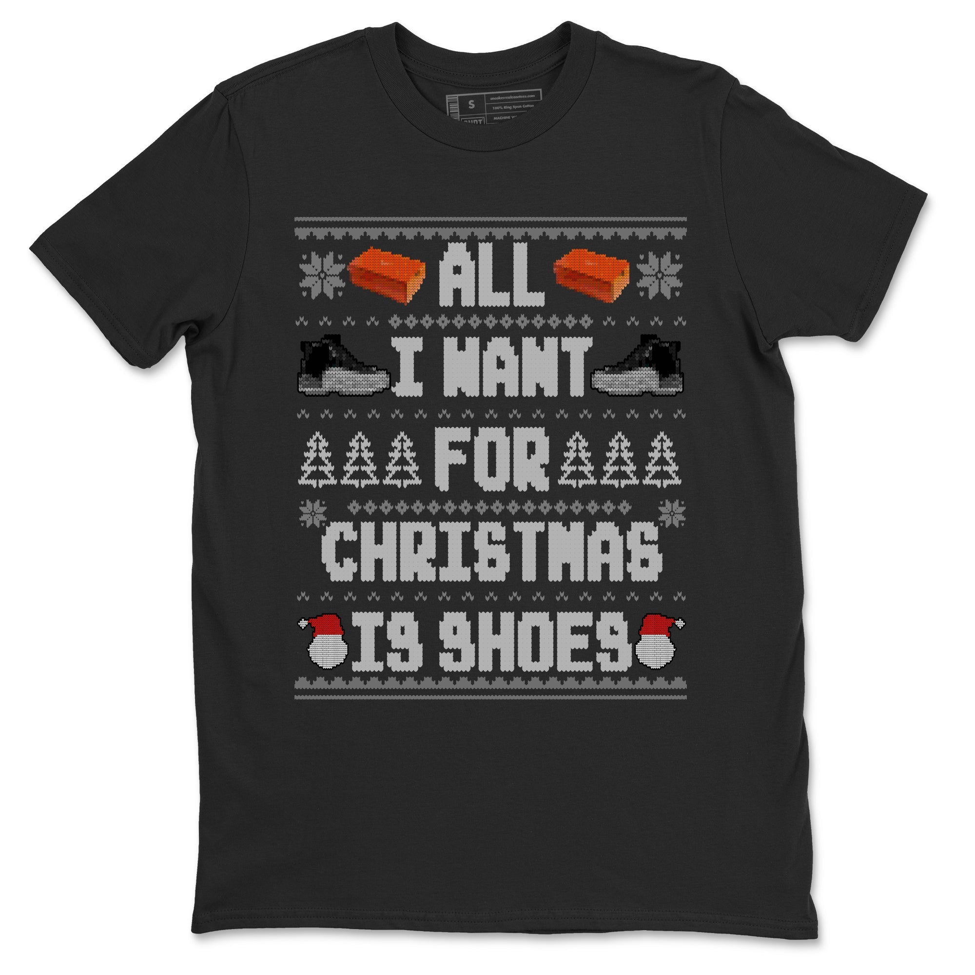 Jordan 12 Retro Black Wolf Grey t shirts to match sneakers Special Christmas Shirts All I Want For Christmas Is Shoes sneaker match tees Air Jordan 12 Black Wolf Grey sneaker match tee Drip Gear Zone unisex cotton Black 2 shirts