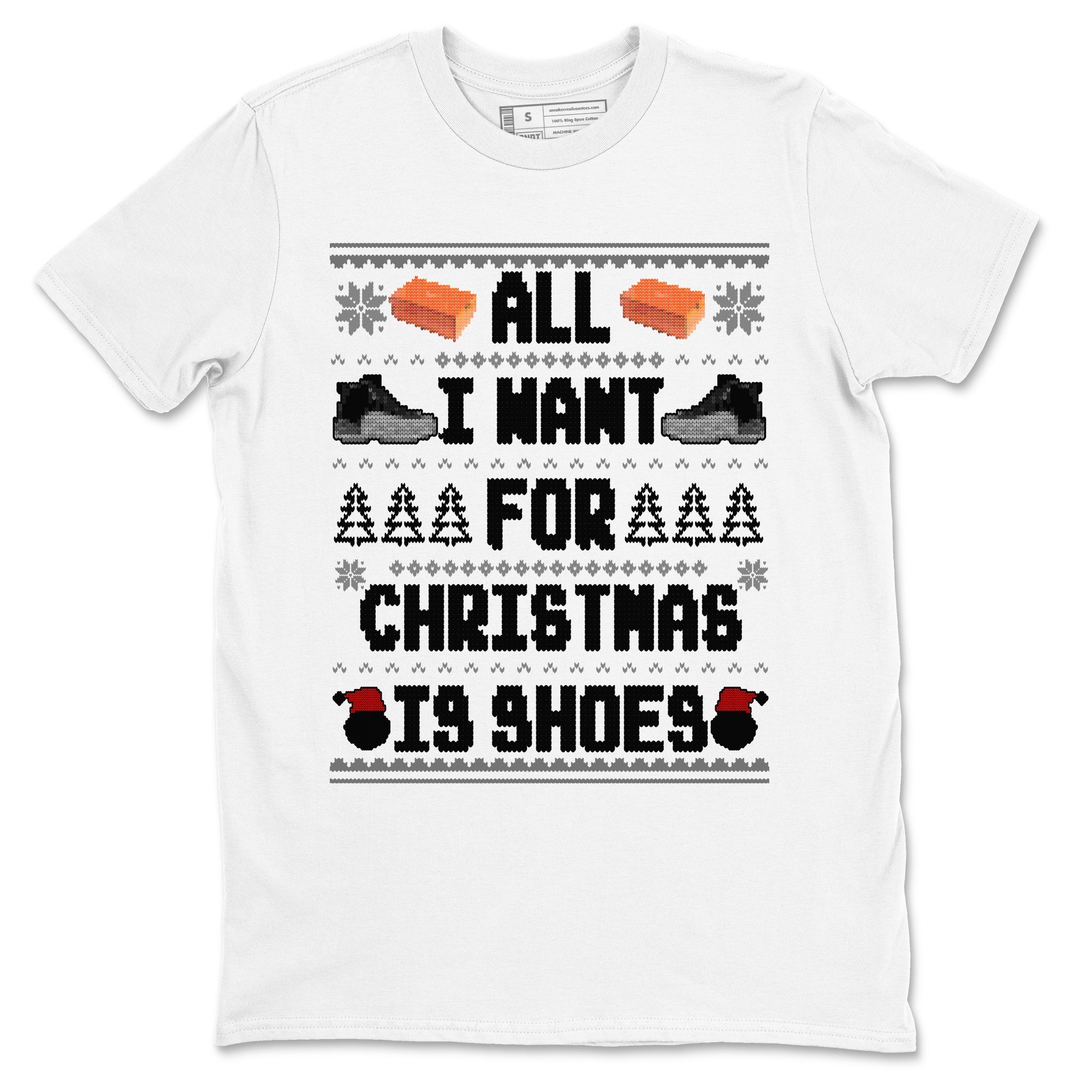 Jordan 12 Retro Black Wolf Grey t shirts to match sneakers Special Christmas Shirts All I Want For Christmas Is Shoes sneaker match tees Air Jordan 12 Black Wolf Grey sneaker match tee Drip Gear Zone unisex cotton White 2 shirts
