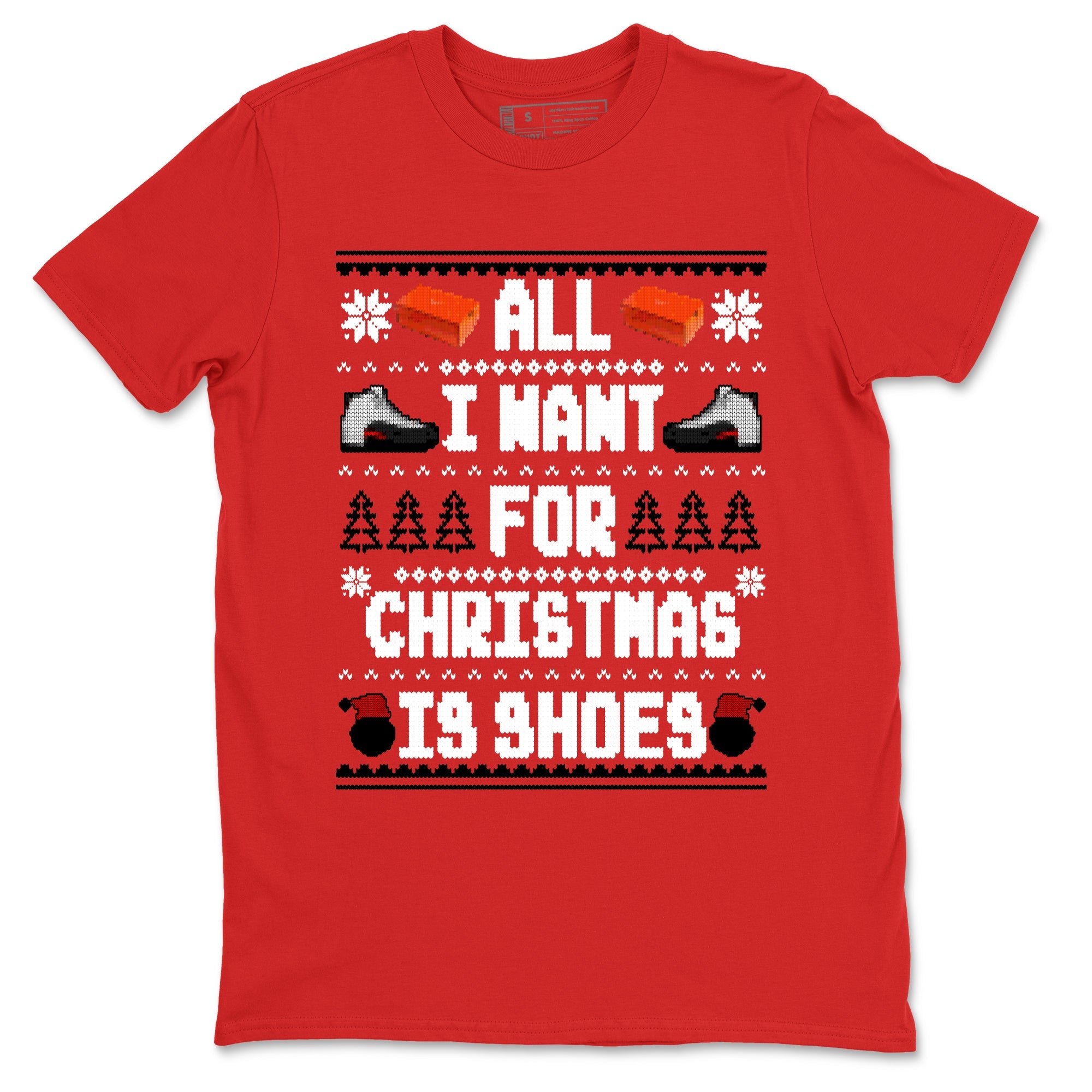 12s Taxi Flip t shirts to match sneakers Special Christmas Shirts All I Want For Christmas Is Shoes sneaker match tees Air Jordan 12 Taxi Flip sneaker match tee Drip Gear Zone unisex cotton Red 2 shirts