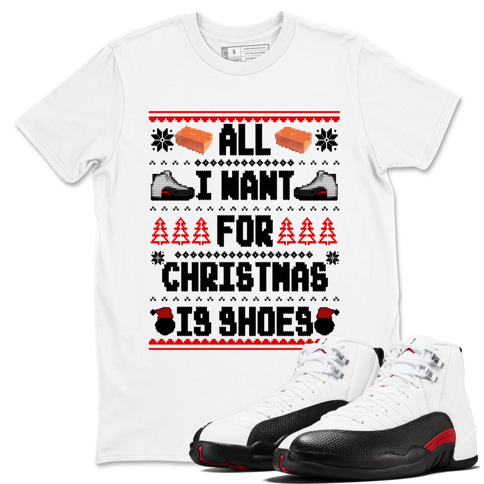 12s Taxi Flip t shirts to match sneakers Special Christmas Shirts All I Want For Christmas Is Shoes sneaker match tees Air Jordan 12 Taxi Flip sneaker match tee Drip Gear Zone unisex cotton White 1 shirts