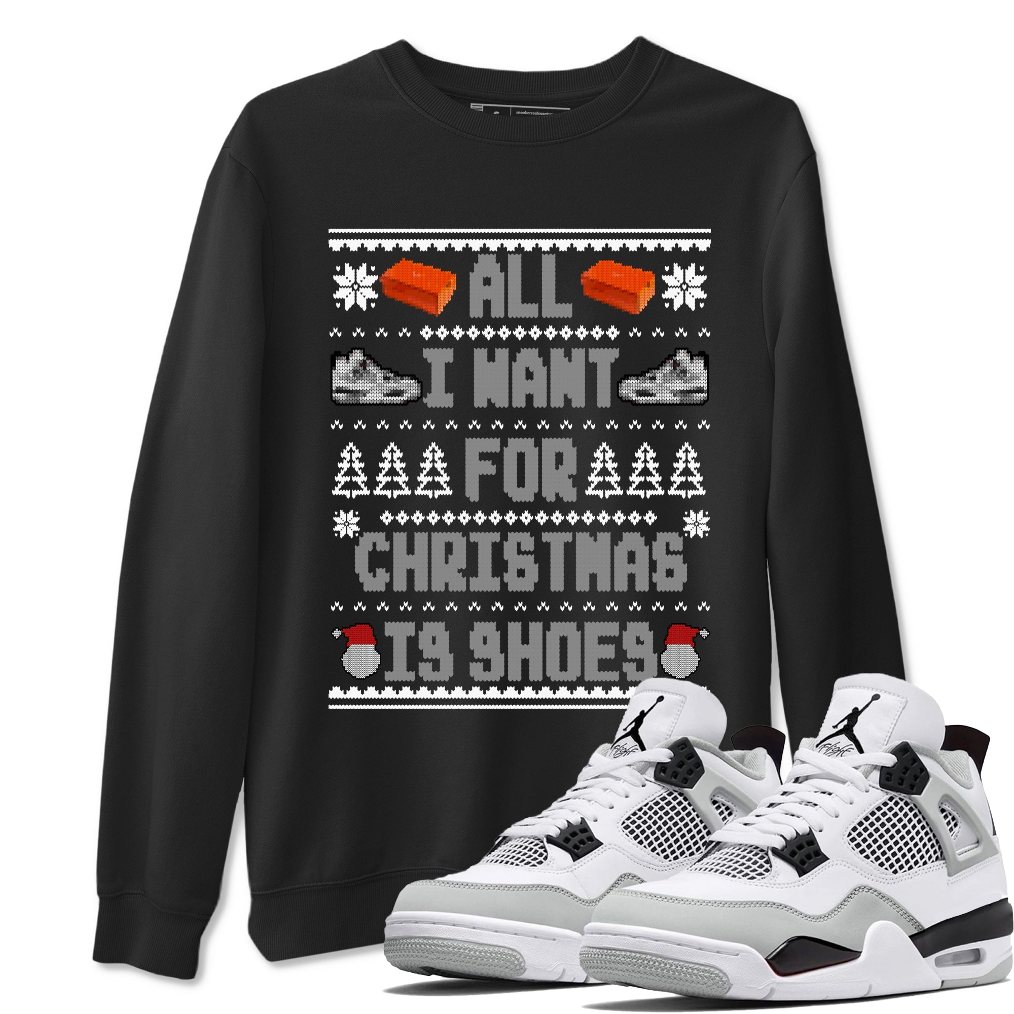 Air Jordan 4 Military Black t shirts to match sneakers Special Christmas Shirts All I Want For Christmas Is Shoes sneaker match tees 4s Military Black sneaker match tee Drip Gear Zone unisex cotton Black 1 shirts