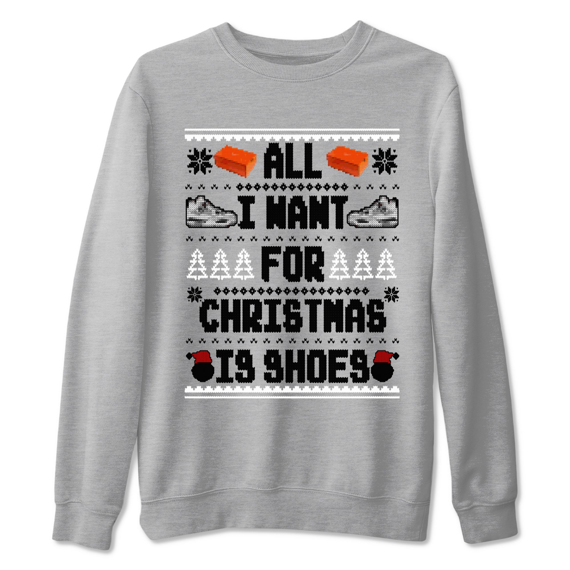 Air Jordan 4 Military Black t shirts to match sneakers Special Christmas Shirts All I Want For Christmas Is Shoes sneaker match tees 4s Military Black sneaker match tee Drip Gear Zone unisex cotton Heather Grey 2 shirts