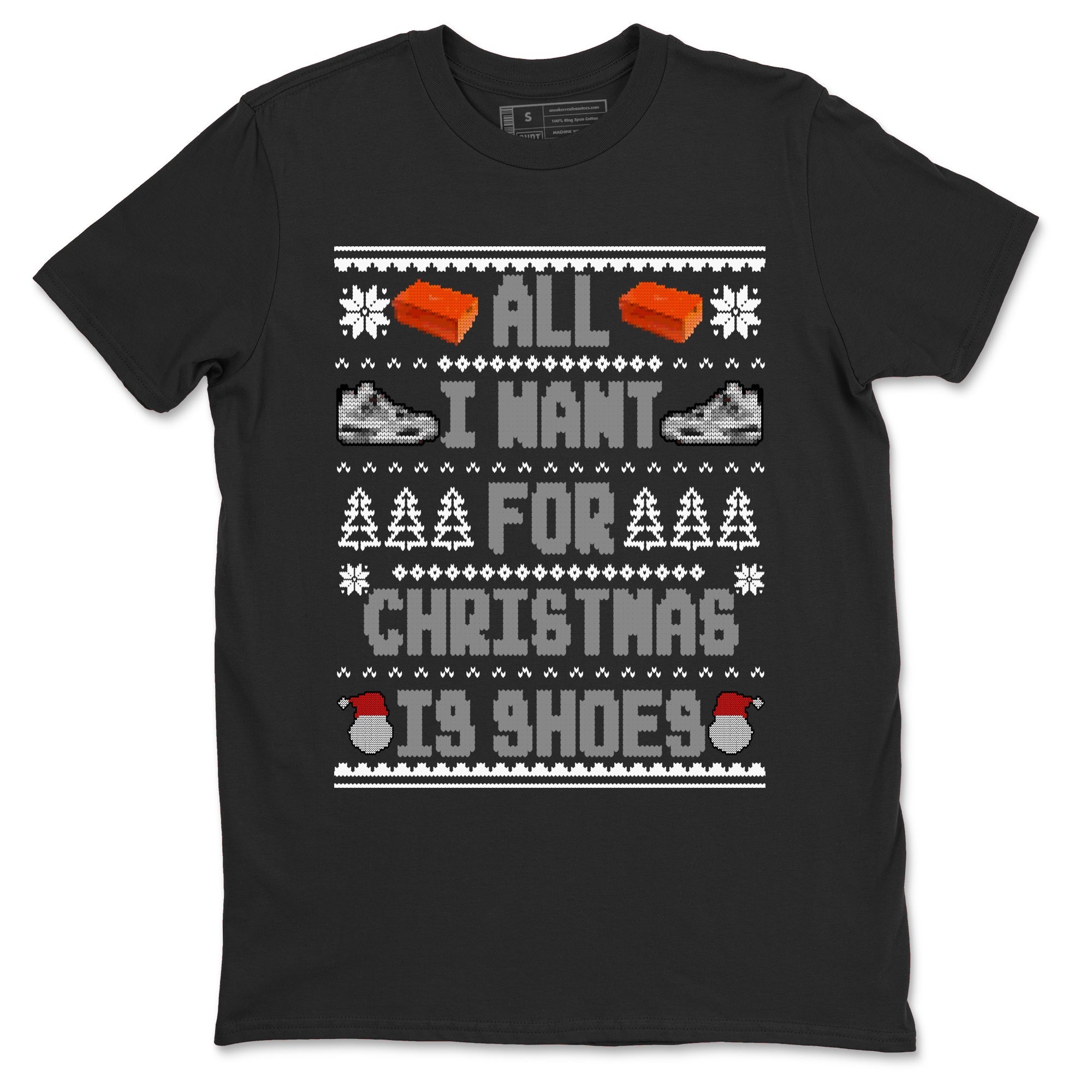 Air Jordan 4 Military Black t shirts to match sneakers Special Christmas Shirts All I Want For Christmas Is Shoes sneaker match tees 4s Military Black sneaker match tee Drip Gear Zone unisex cotton Black 2 shirts