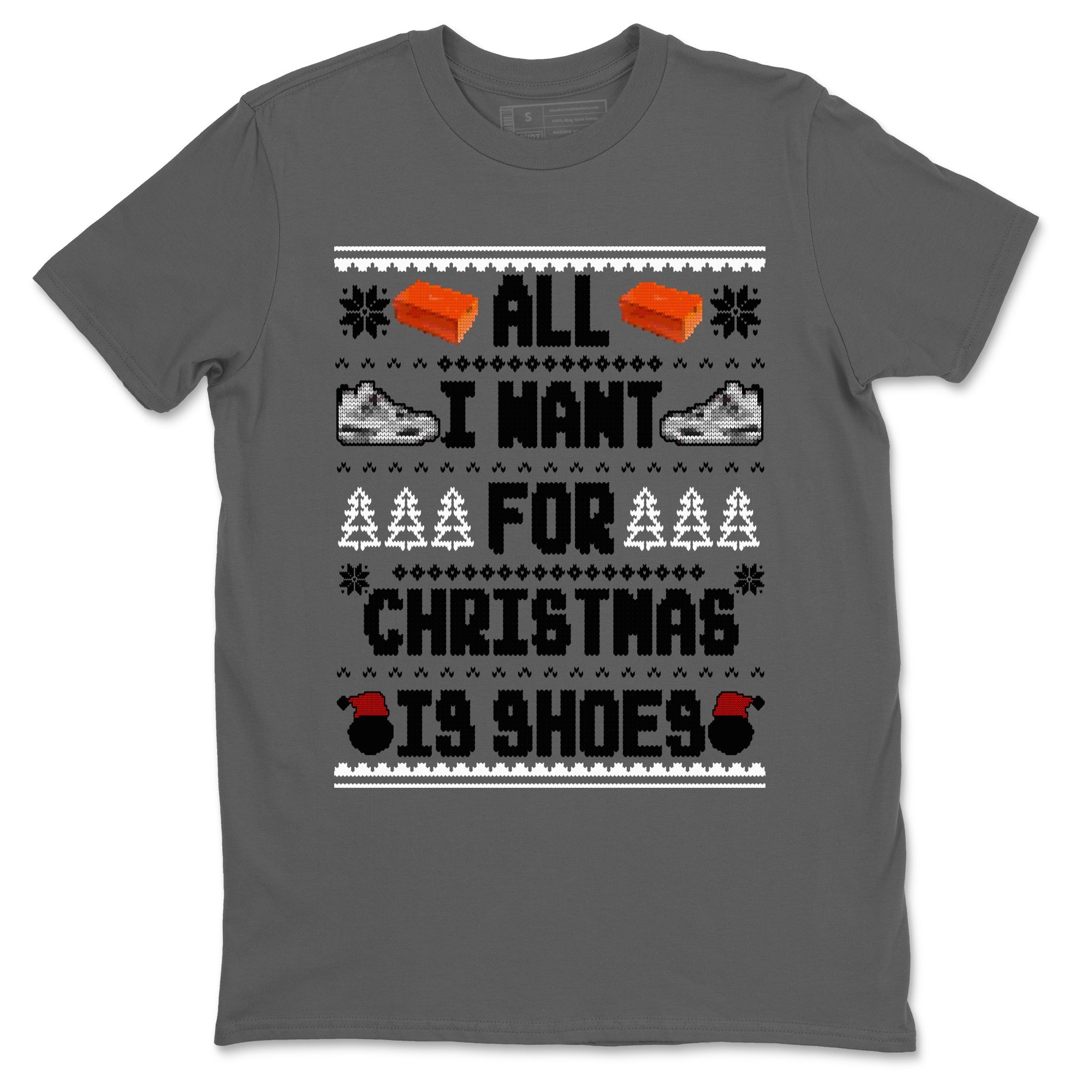 Air Jordan 4 Military Black t shirts to match sneakers Special Christmas Shirts All I Want For Christmas Is Shoes sneaker match tees 4s Military Black sneaker match tee Drip Gear Zone unisex cotton Cool Grey 2 shirts