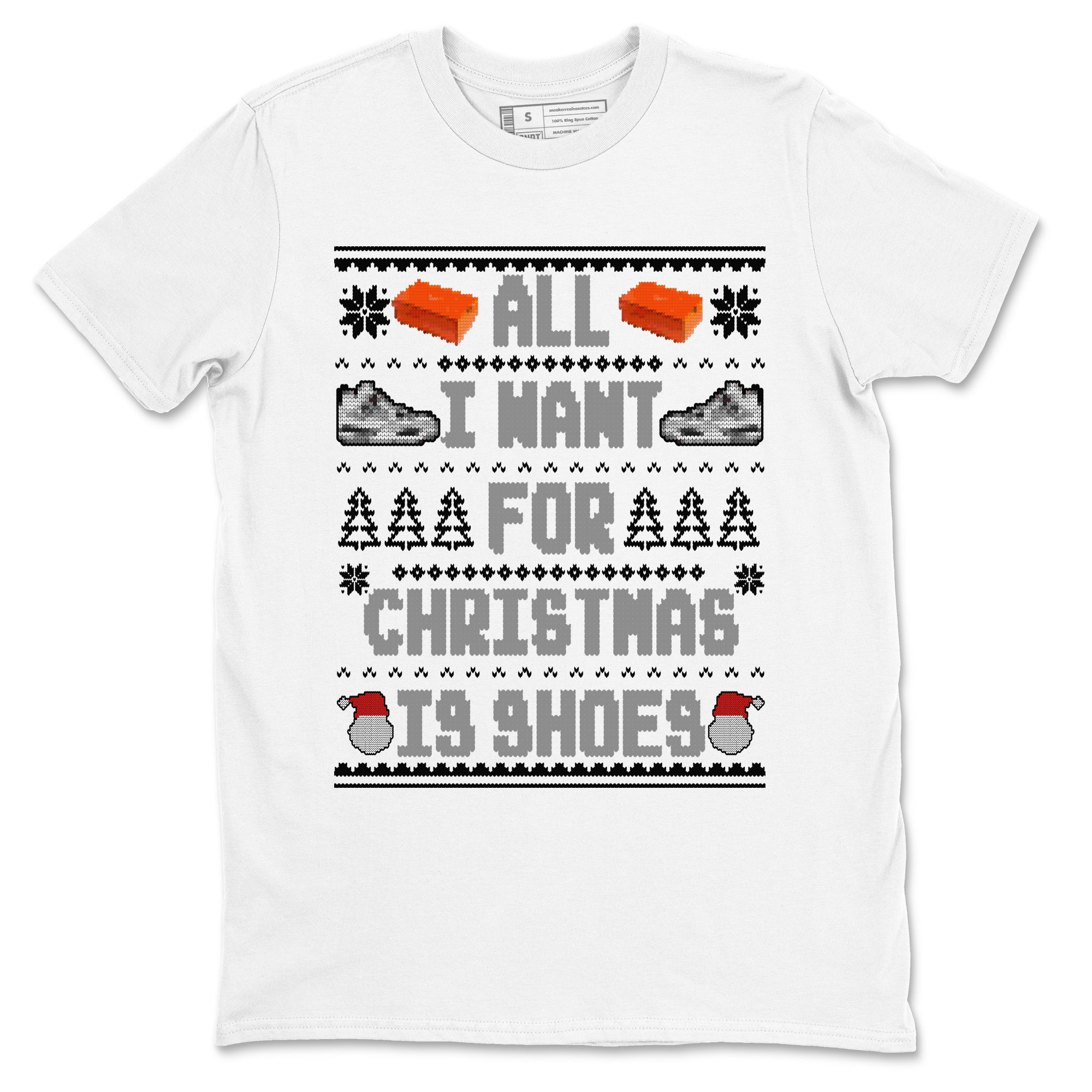 Air Jordan 4 Military Black t shirts to match sneakers Special Christmas Shirts All I Want For Christmas Is Shoes sneaker match tees 4s Military Black sneaker match tee Drip Gear Zone unisex cotton White 2 shirts
