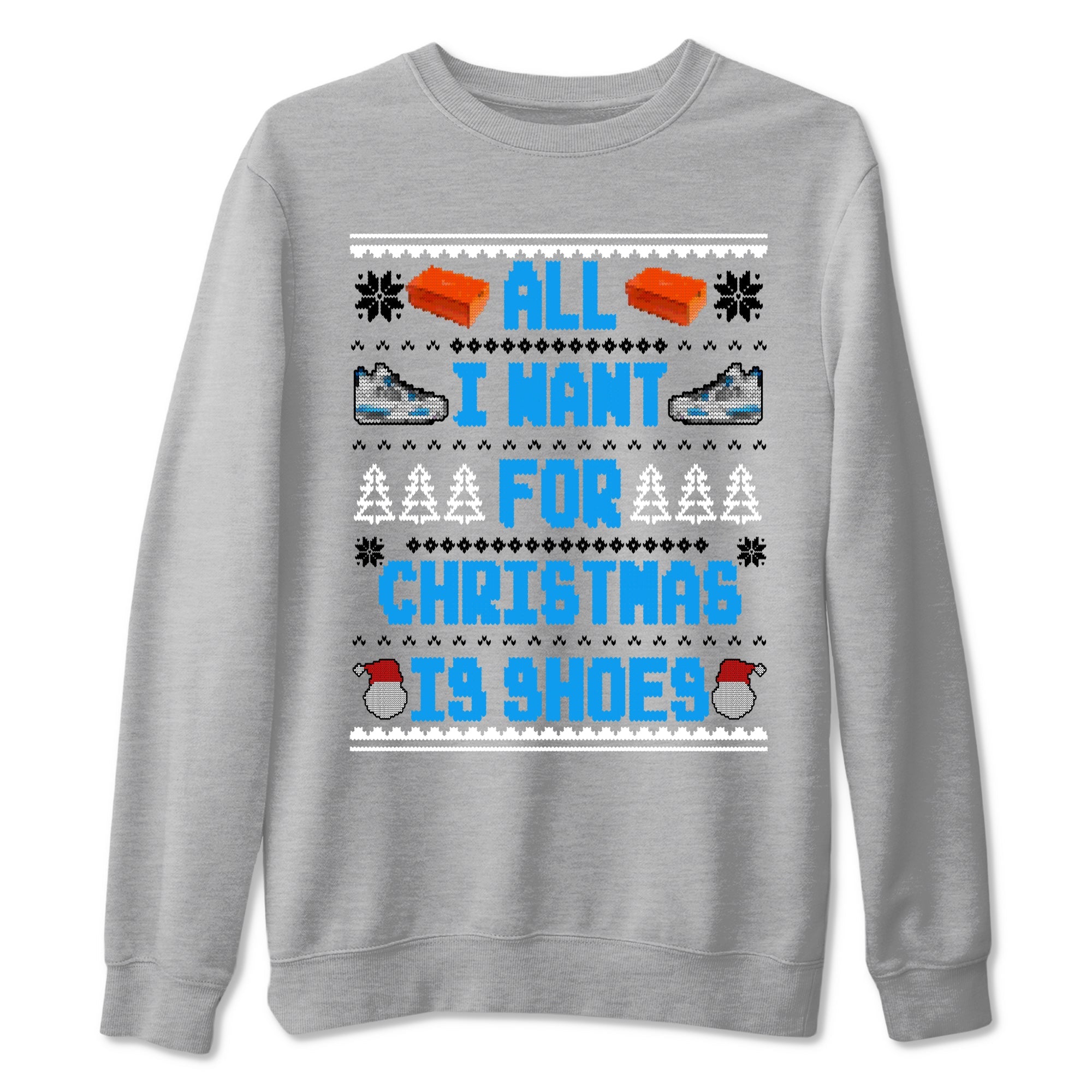 Air Jordan 4 Military Blue t shirts to match sneakers Special Christmas Shirts All I Want For Christmas Is Shoes sneaker match tees 4s Military Blue sneaker match tee Drip Gear Zone unisex cotton Heather Grey 2 shirts