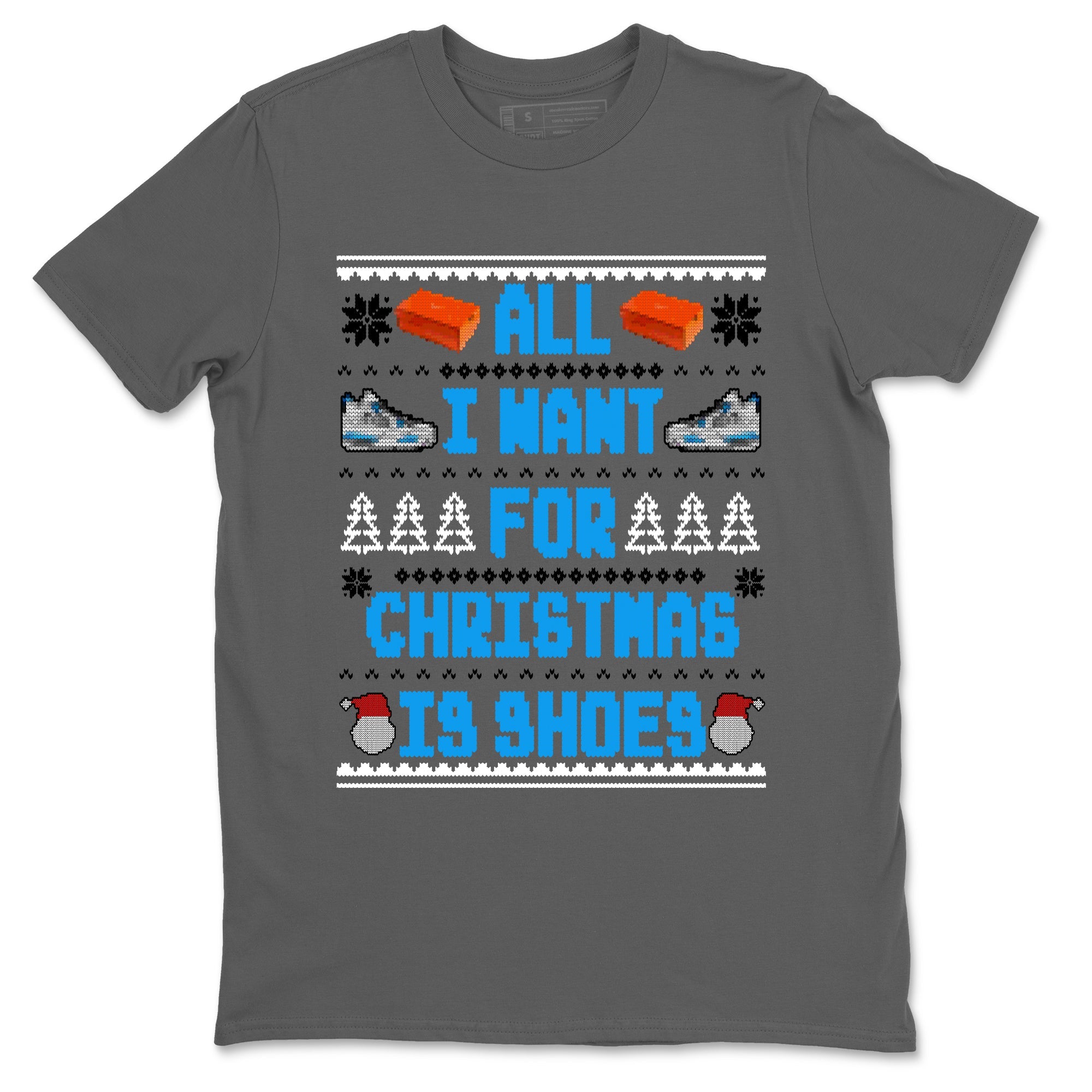 Air Jordan 4 Military Blue t shirts to match sneakers Special Christmas Shirts All I Want For Christmas Is Shoes sneaker match tees 4s Military Blue sneaker match tee Drip Gear Zone unisex cotton Cool Grey 2 shirts