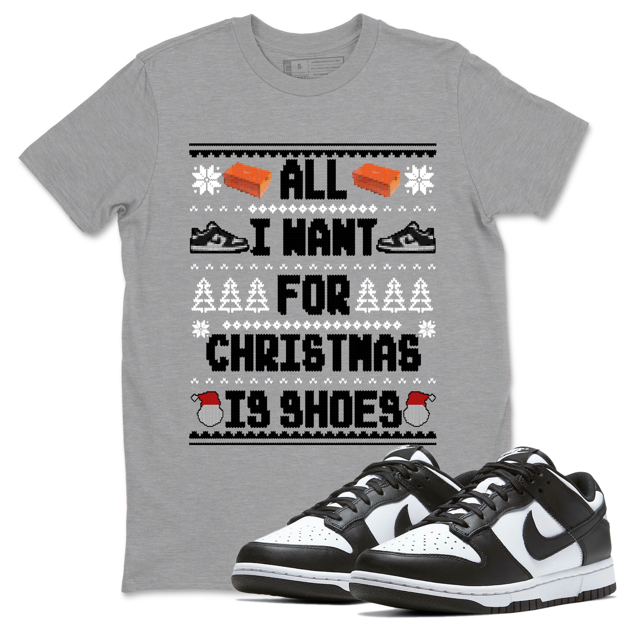 Nike Dunk Panda t shirts to match sneakers Special Christmas Shirts All I Want For Christmas Is Shoes sneaker match tees Dunk Panda sneaker match tee Drip Gear Zone unisex cotton Heather Grey 1 shirts