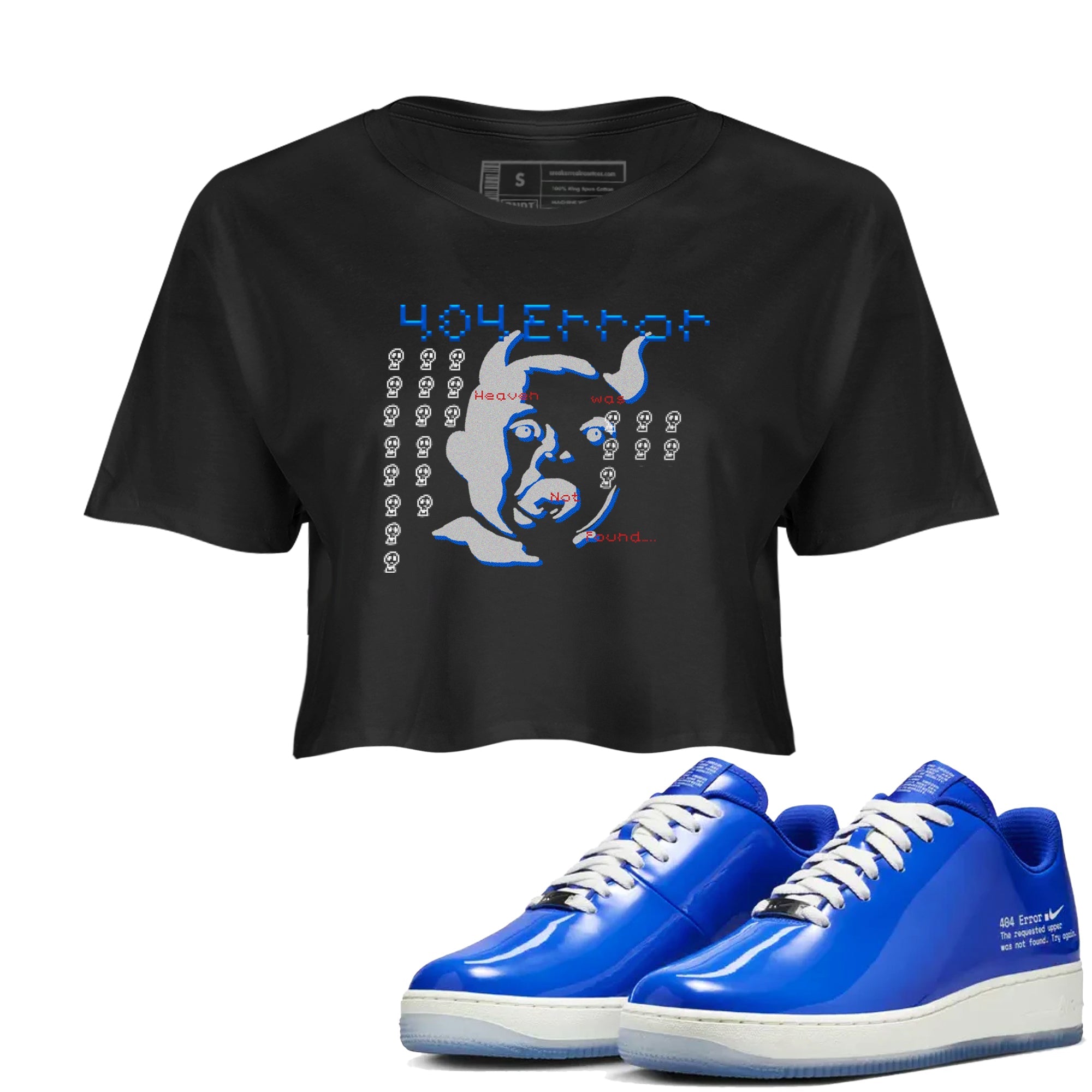 Air Force 1 404 Error shirt to match jordans Are You Blessed sneaker tees Air Force 1 404 Error Drip Gear Zone Black 1 crop length shirt