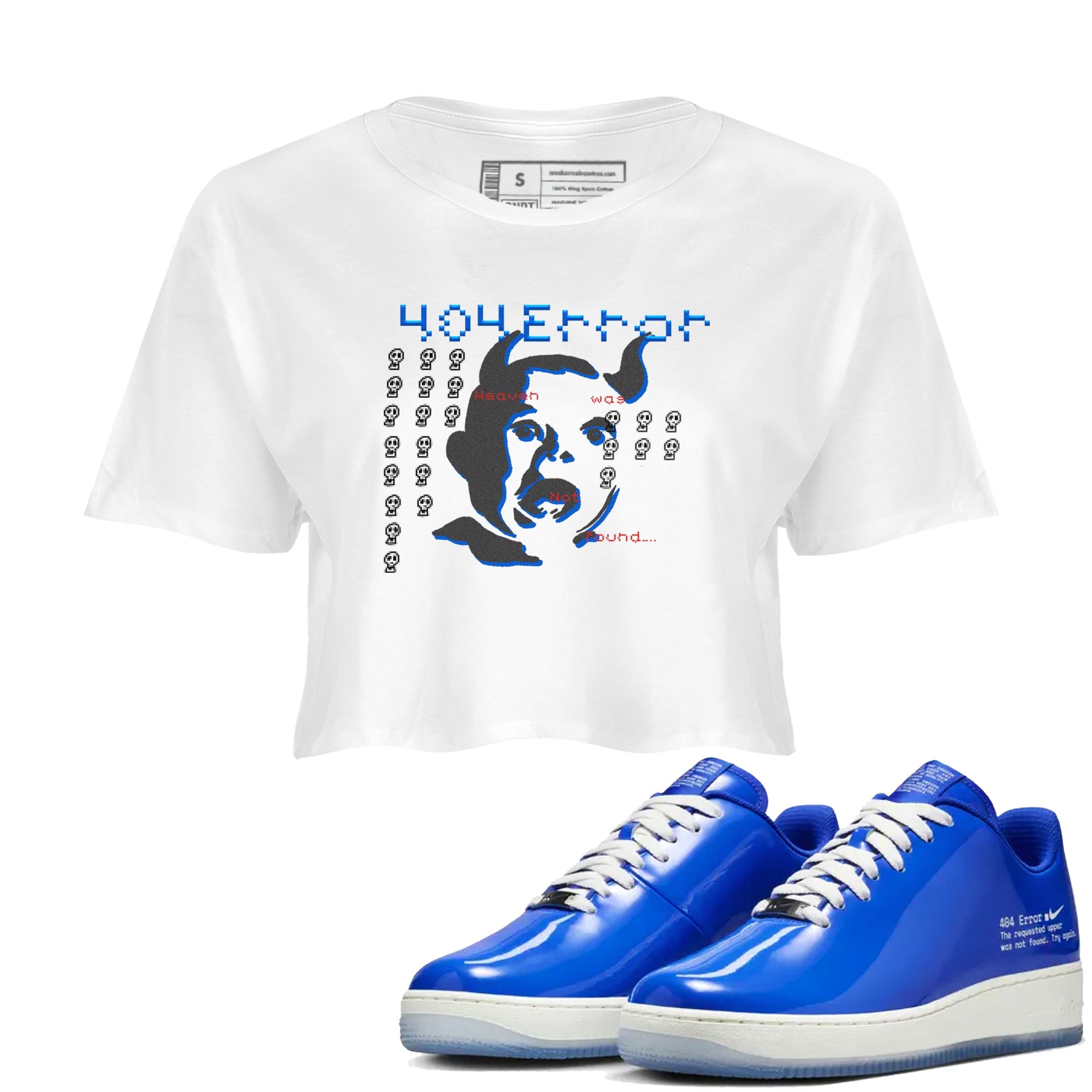 Air Force 1 404 Error shirt to match jordans Are You Blessed sneaker tees Air Force 1 404 Error Drip Gear Zone White 1 crop length shirt