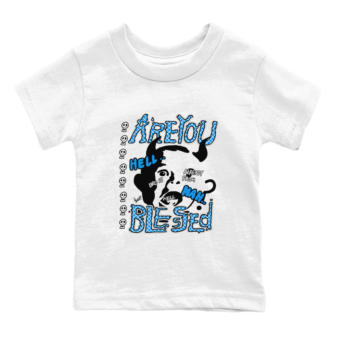4s Military Blue shirt to match jordans Are you Blessed sneaker tees Air Jordan 4 Military Blue Drip Gear Zone baby toddler White 2 cotton Shirt
