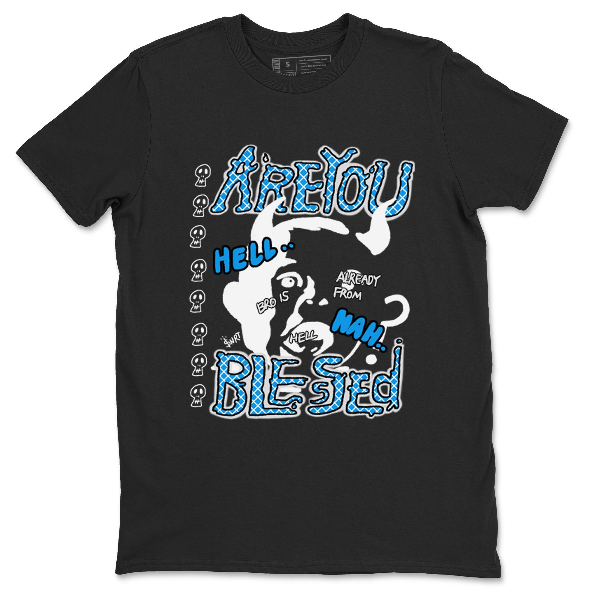 4s Military Blue shirt to match jordans Are you Blessed sneaker tees Air Jordan 4 Military Blue Drip Gear Zone unisex cotton Black 2 crew neck shirt