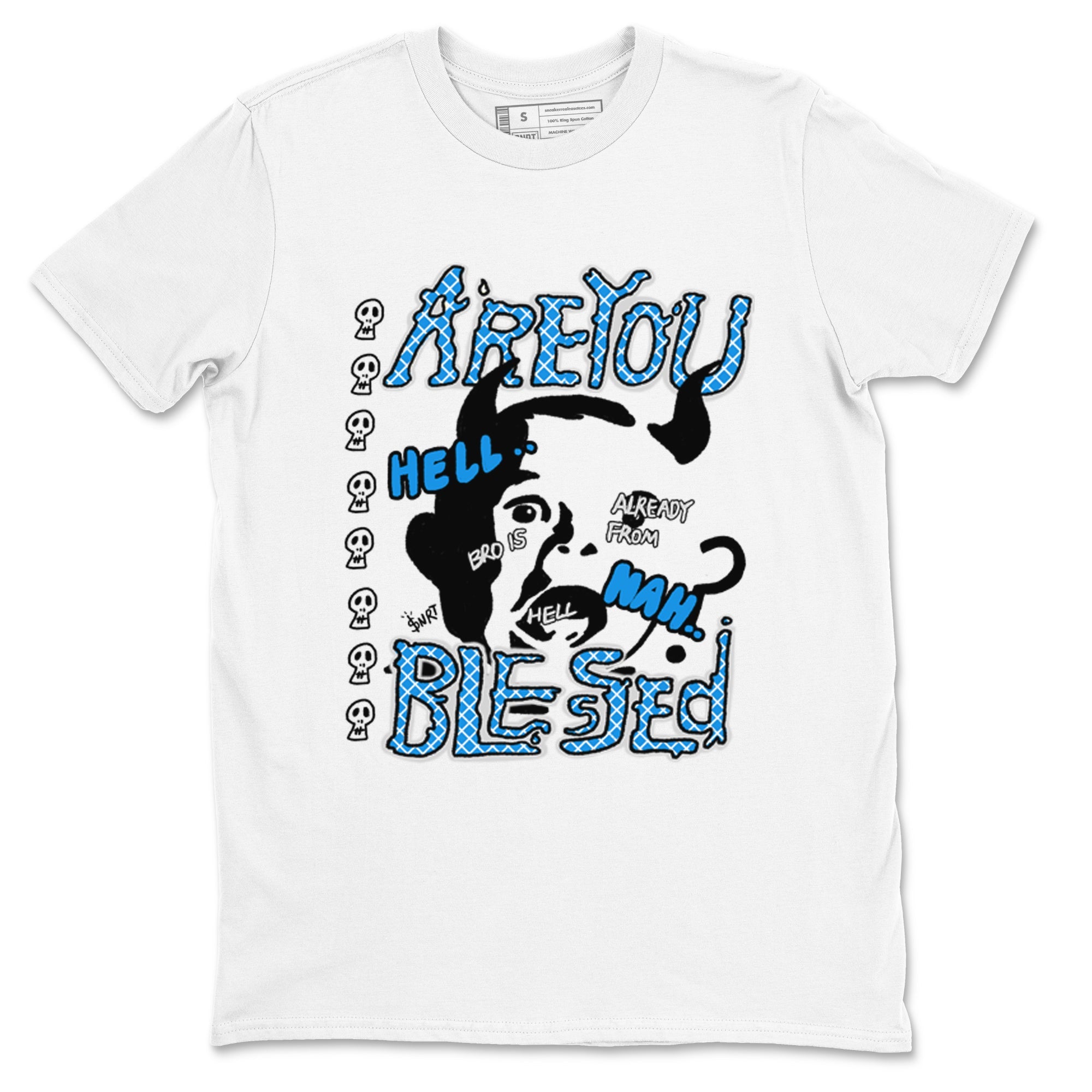 4s Military Blue shirt to match jordans Are you Blessed sneaker tees Air Jordan 4 Military Blue Drip Gear Zone unisex cotton White 2 crew neck shirt