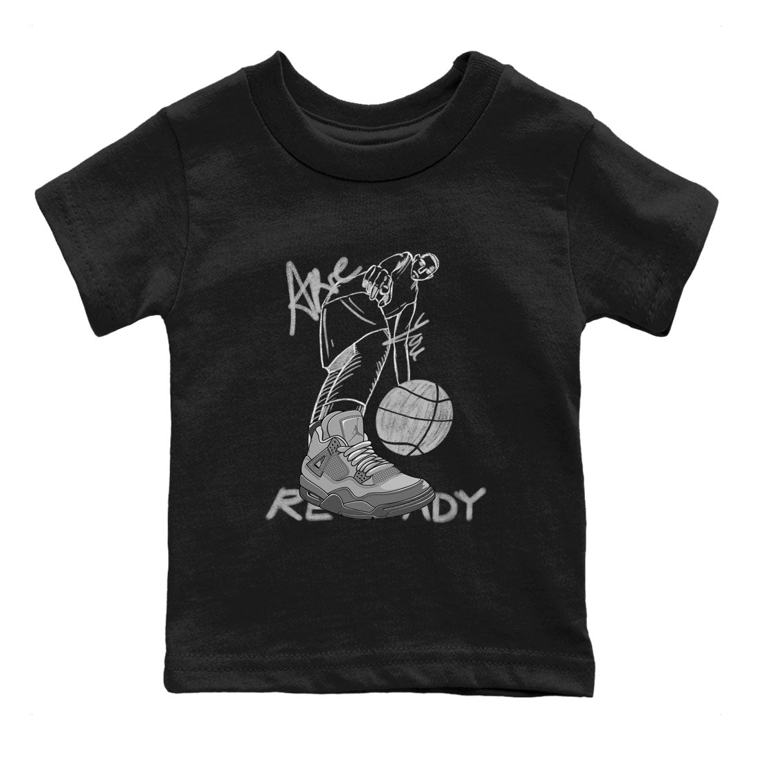 4s Wet Cement shirts to match jordans Are You Ready sneaker match tees Air Jordan 4 SE Wet Cement Drip Gear Zone Youth Baby Black 2 crew neck shirts