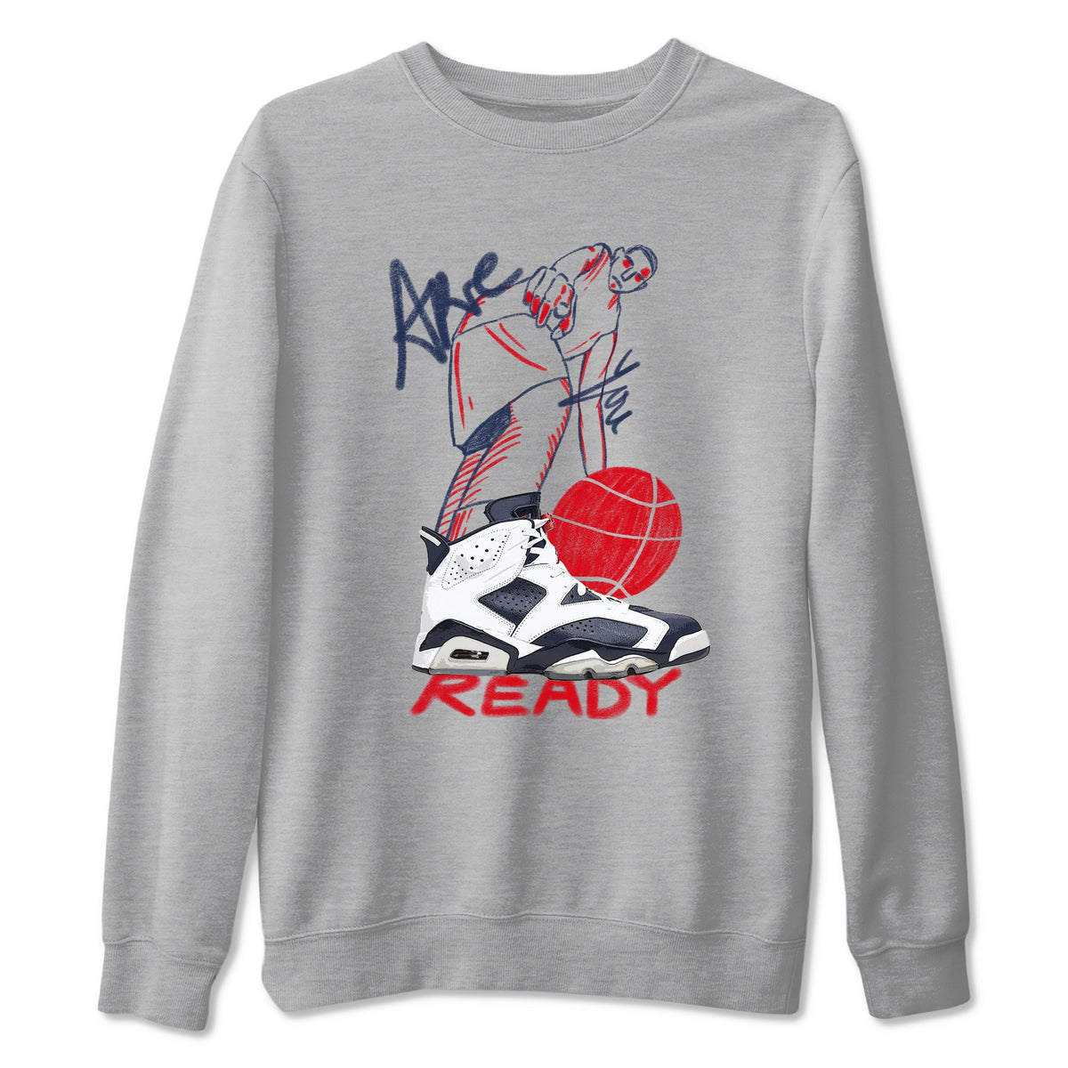 6s Olympic shirts to match jordans Are You Ready sneaker match tees Air Jordan 6 Olympic Drip Gear Zone streetwear brand Heather Grey 2 unisex cotton tee
