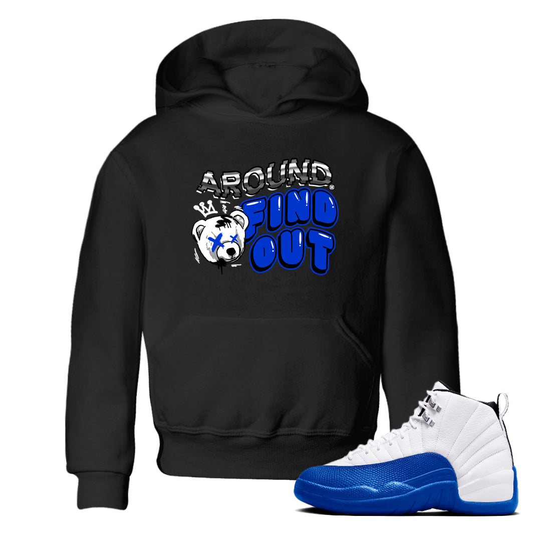 AJ12 Blueberry Blue shirts to match jordans Around And Find Out sneaker match tees Air Jordan 12 Blueberry Drip Gear Zone Youth Baby Black 1 crew neck shirts