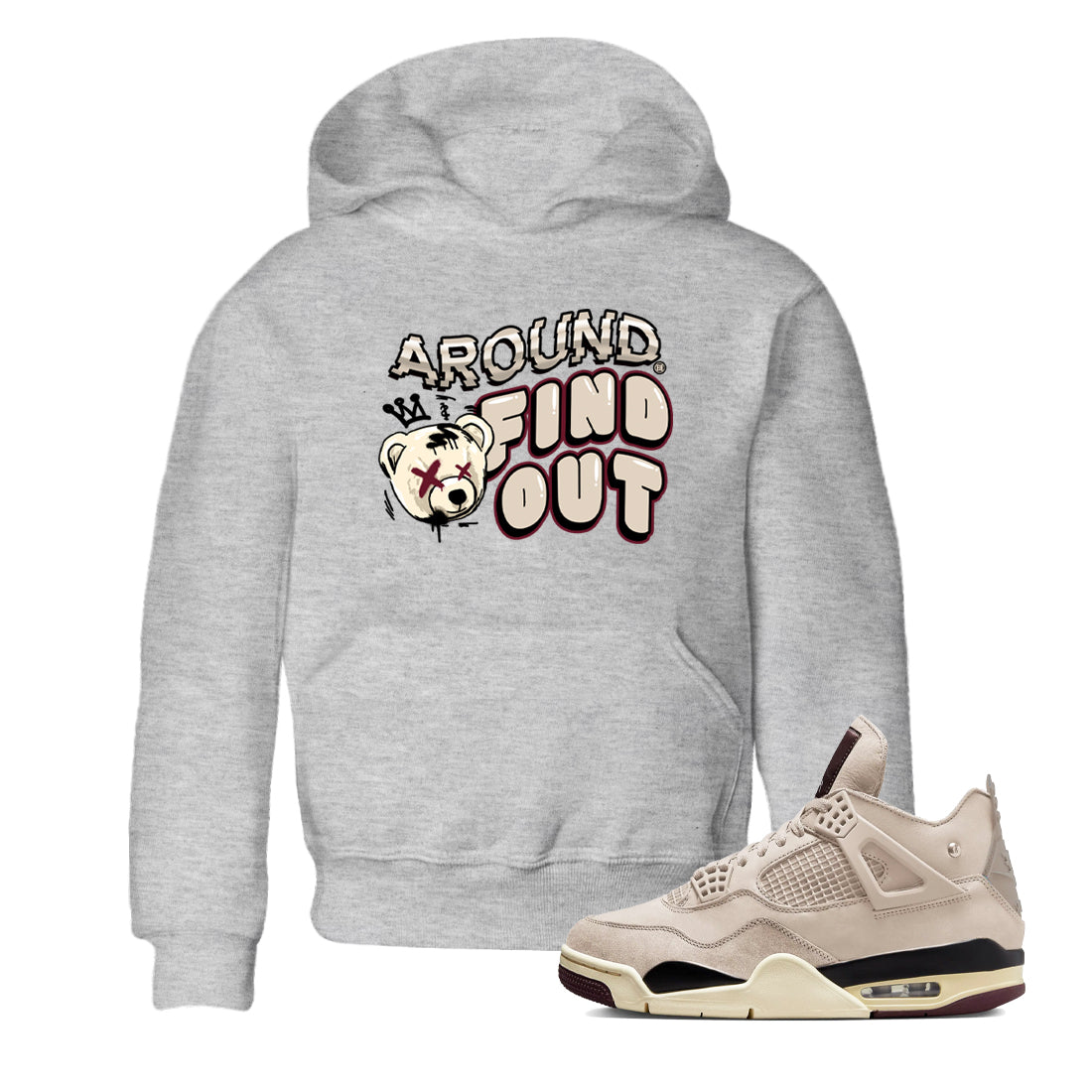 Air Jordan 4 A Ma Maniere x Phantom shirts to match jordans Around And Find Out sneaker match tees Air Jordan 4 A Ma Maniere x Phantom Drip Gear Zone Youth Baby Heather Grey 1 crew neck shirts